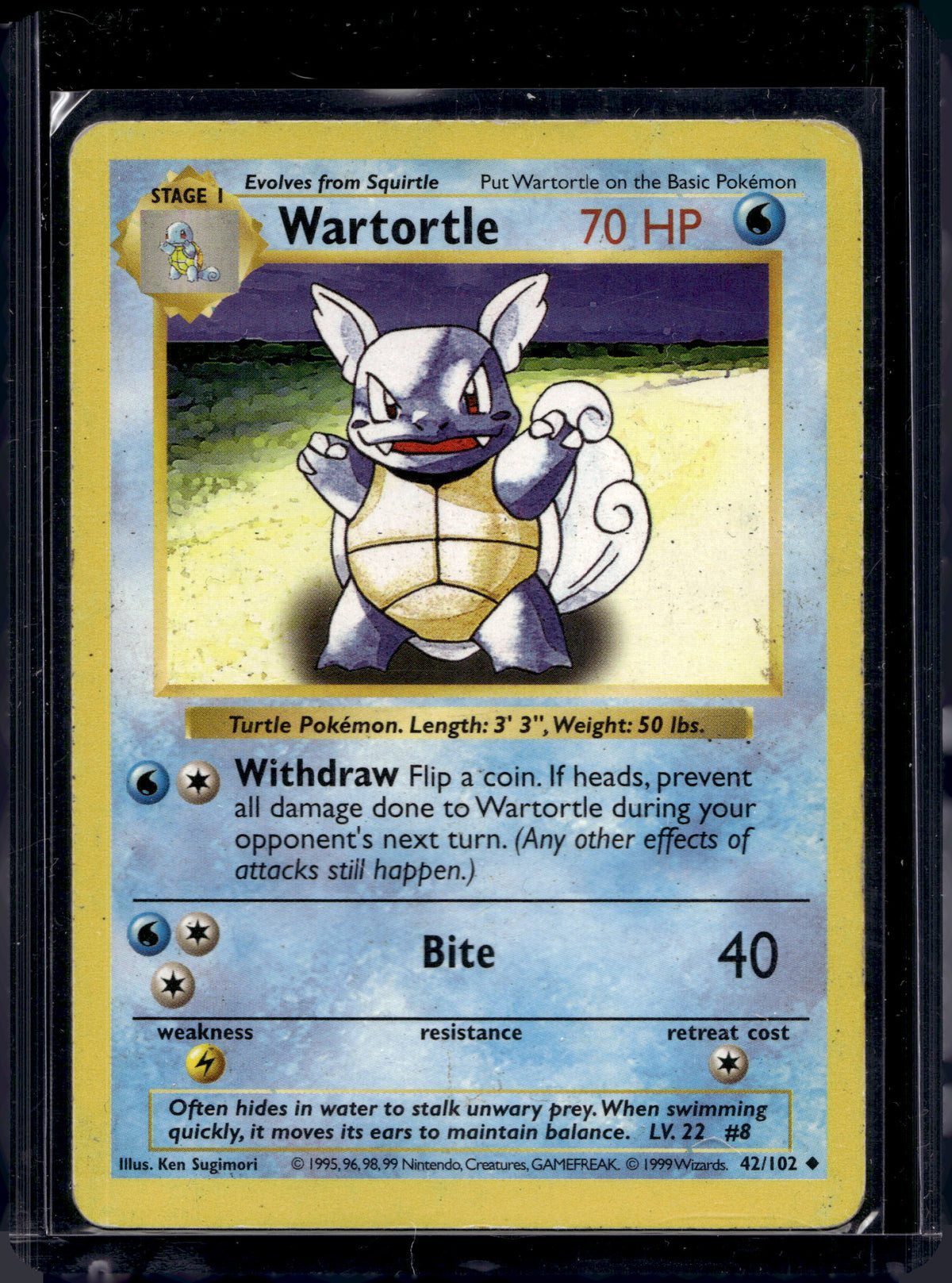 Wartortle (Base Set - Shadowless) 42/102 Raw