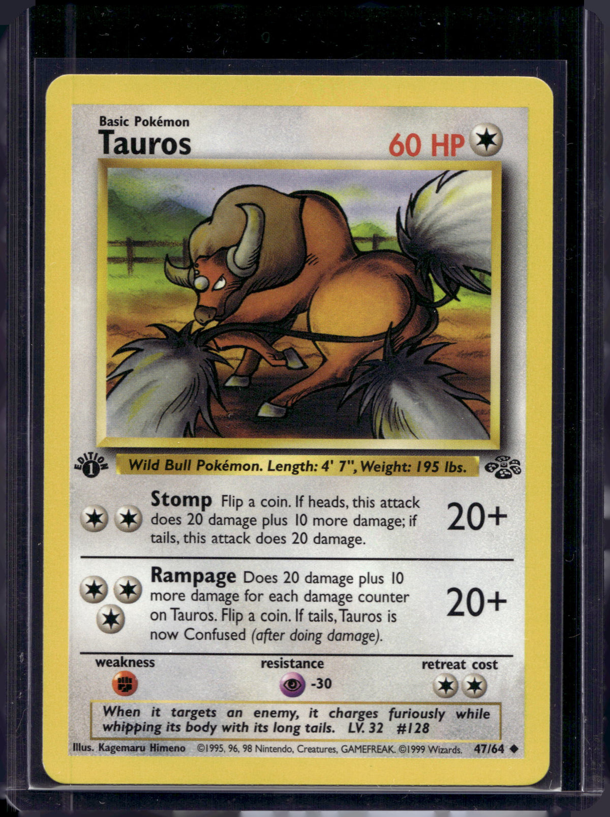 Tauros (Jungle - 1st Edition Common) 47/64 Raw