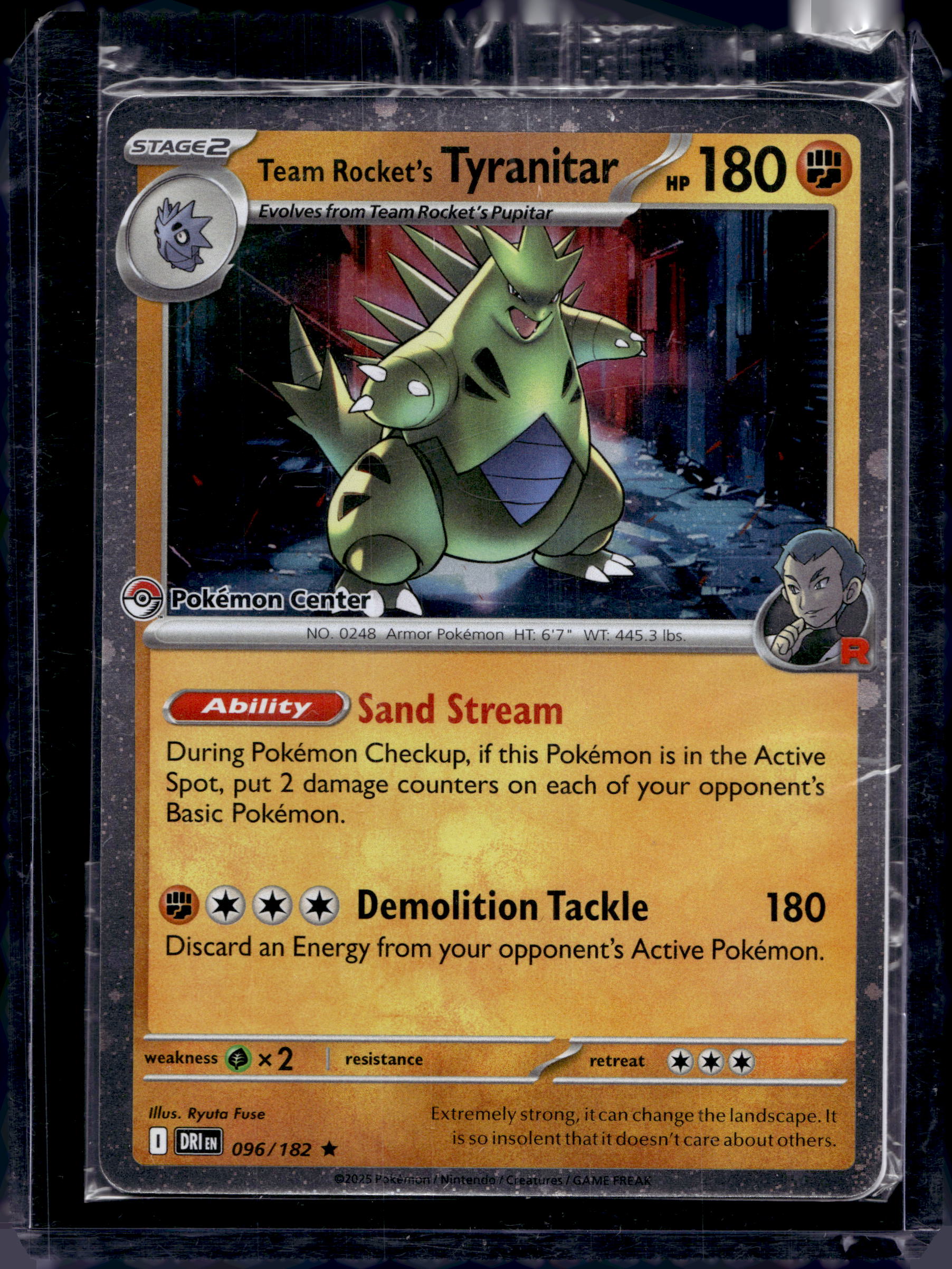 Team Rocket's Tyranitar - Pokemon Center Stamped - Sealed Promo 096/182 Raw RookieLegends