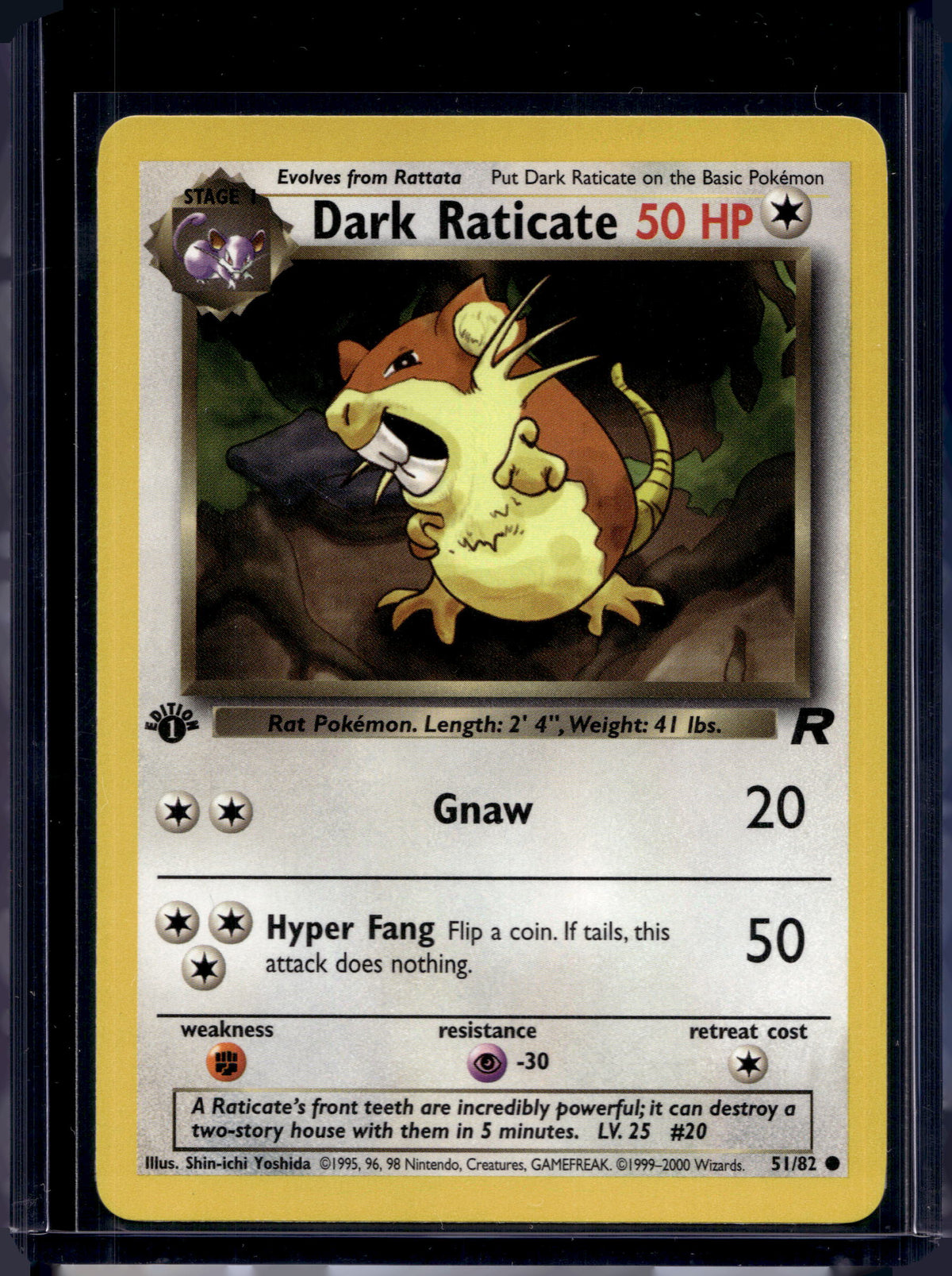 Dark Raticate (Team Rocket's - 1 St Edition - Unlimited) 51/82 Raw