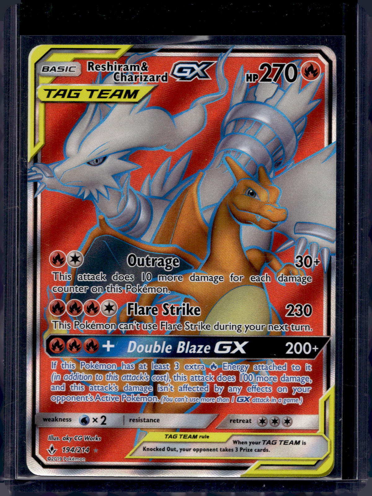 Reshiram & Charizard Gx 194/214 Raw