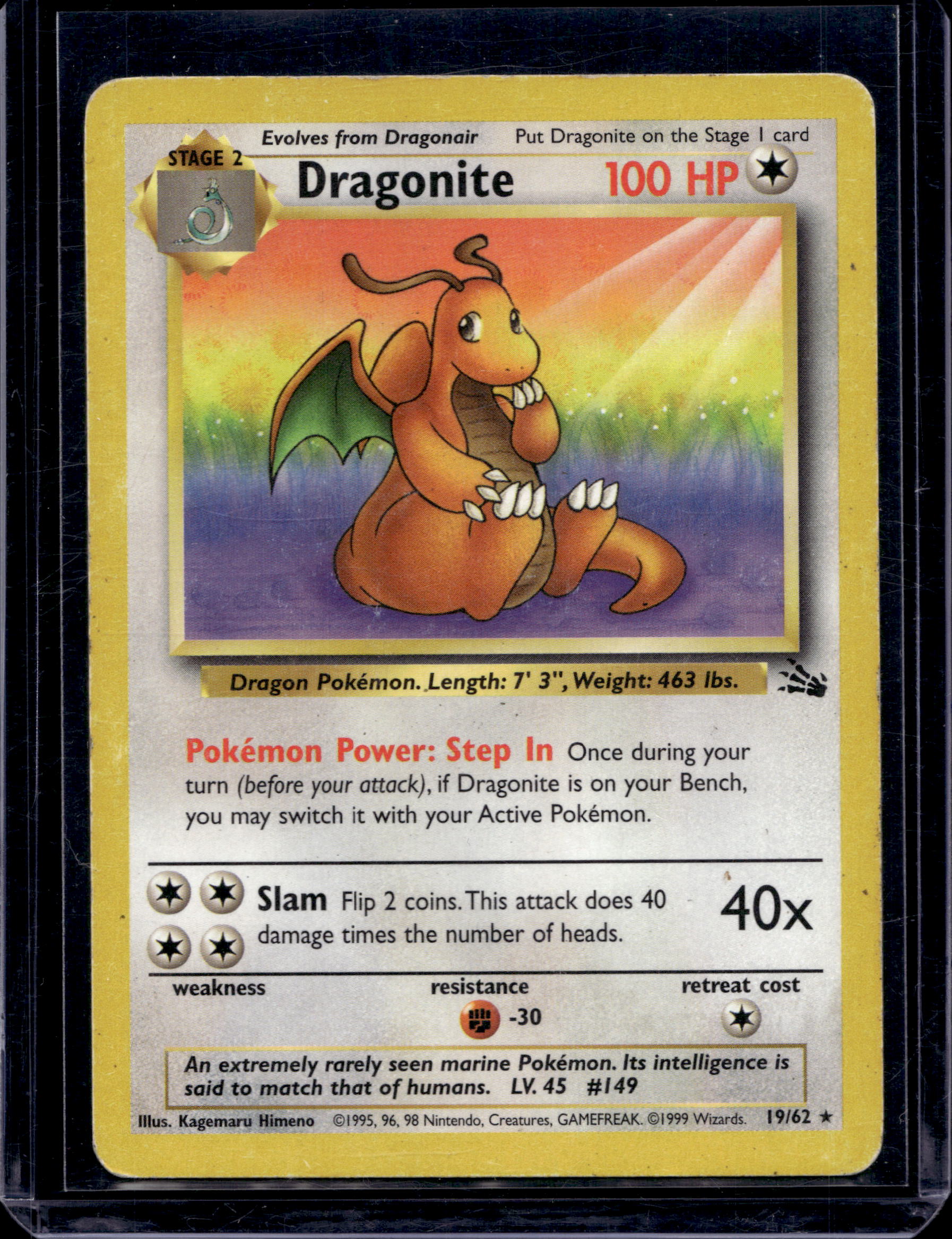 Dragonite - Fossil 19/62 Raw RookieLegends