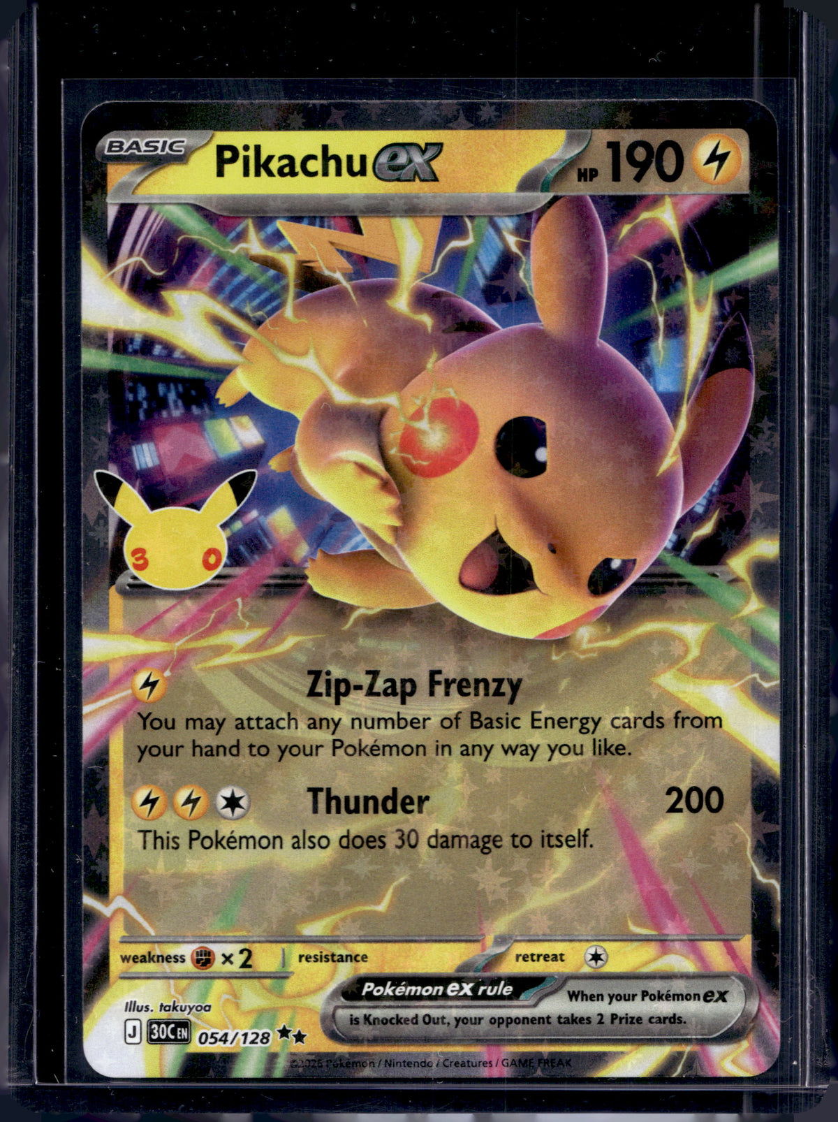 Pikachu ex 054/128 - (30th Celebration) Raw