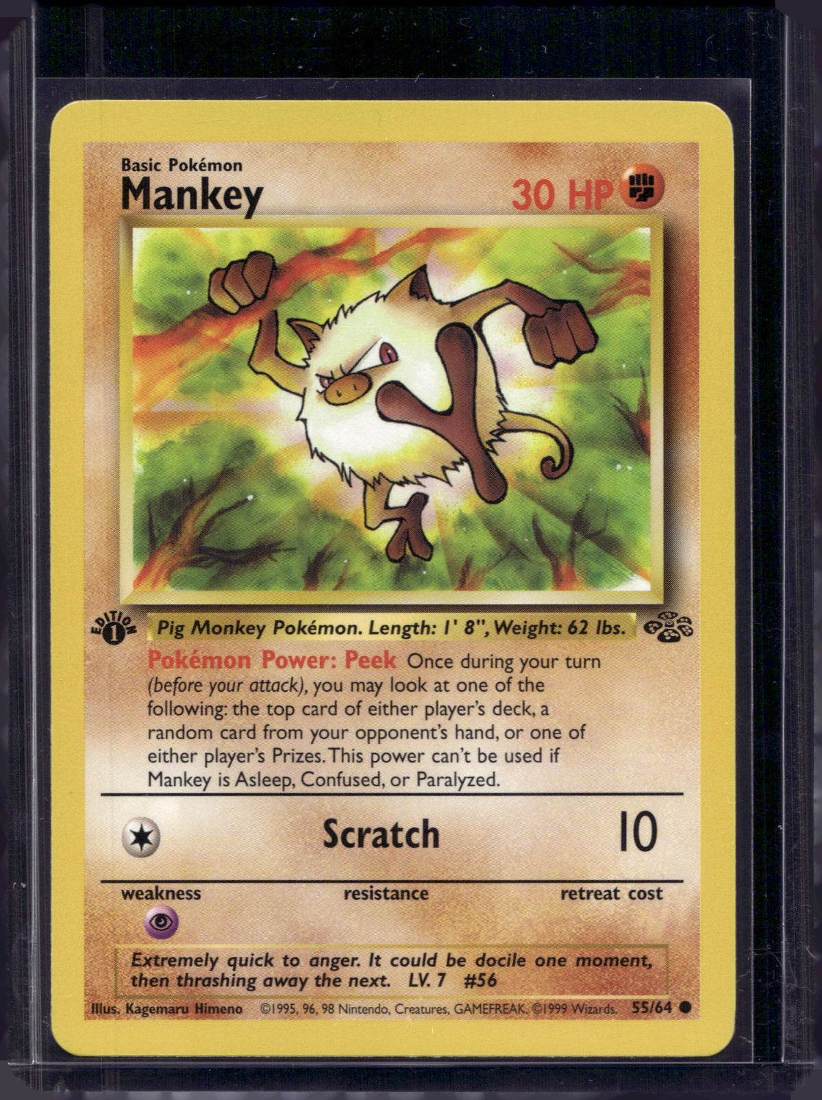 Mankey (Jungle - 1st Edition Common) 55/64 Raw