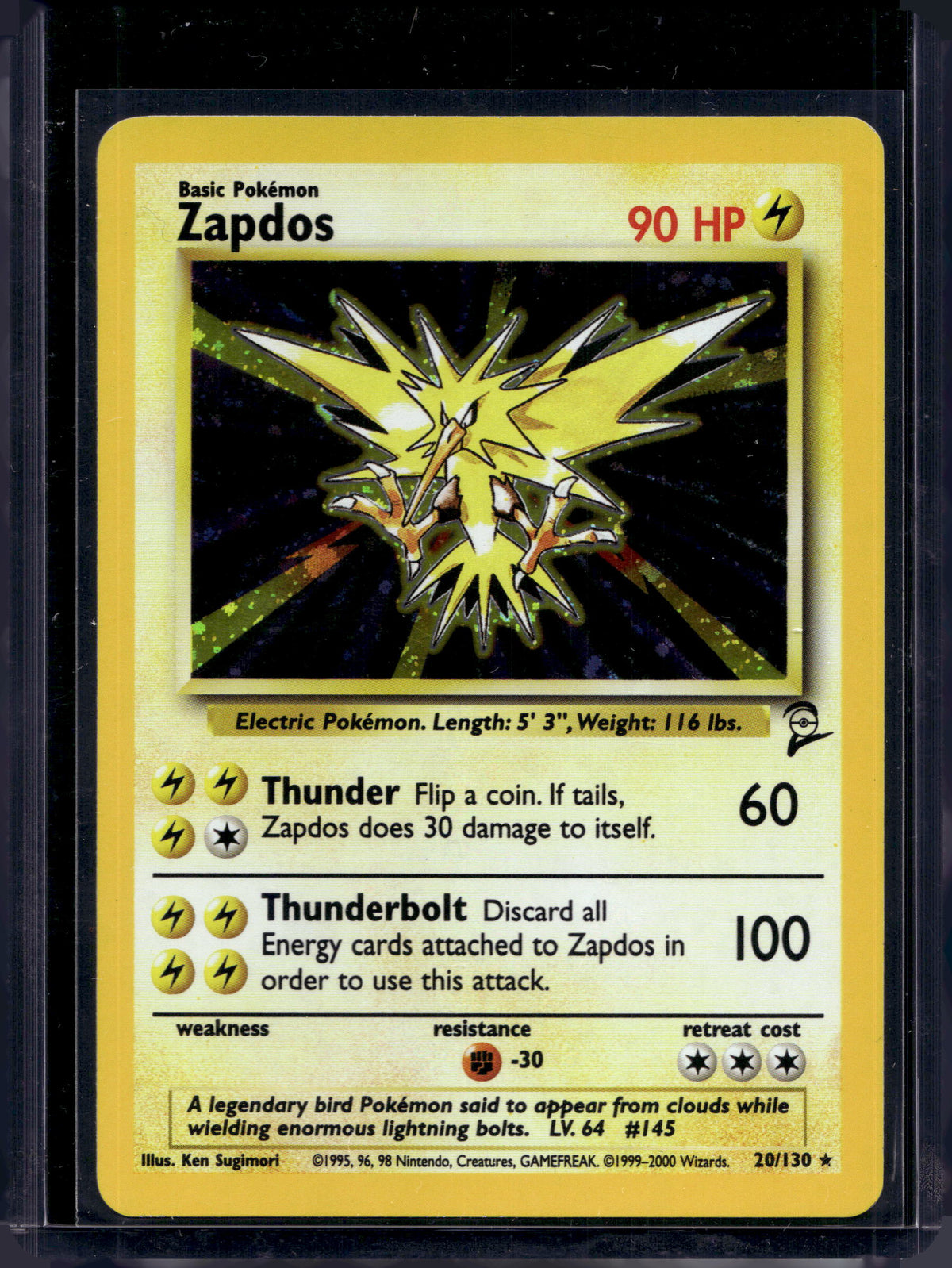 Zapdos (Base Set 2 - Holofoil) 20/130 Raw