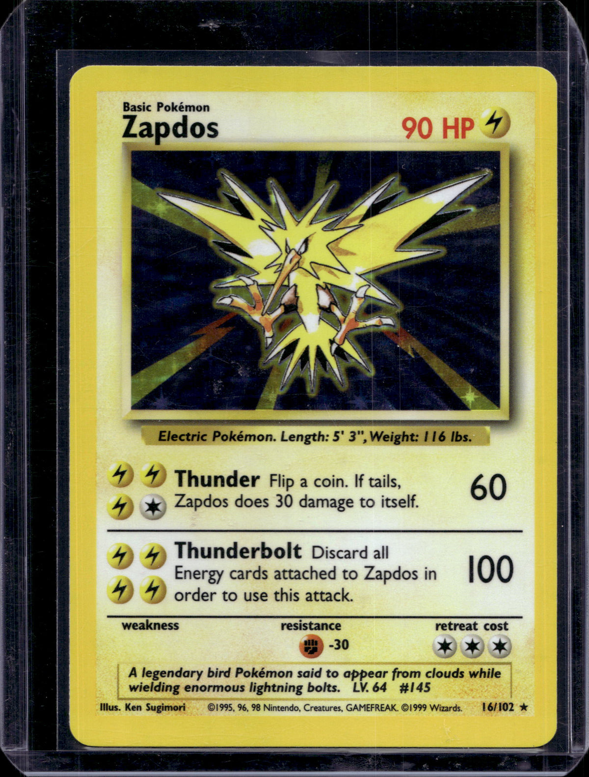 Zapdos Base Set (Unlimited) 16/102 Raw RookieLegends