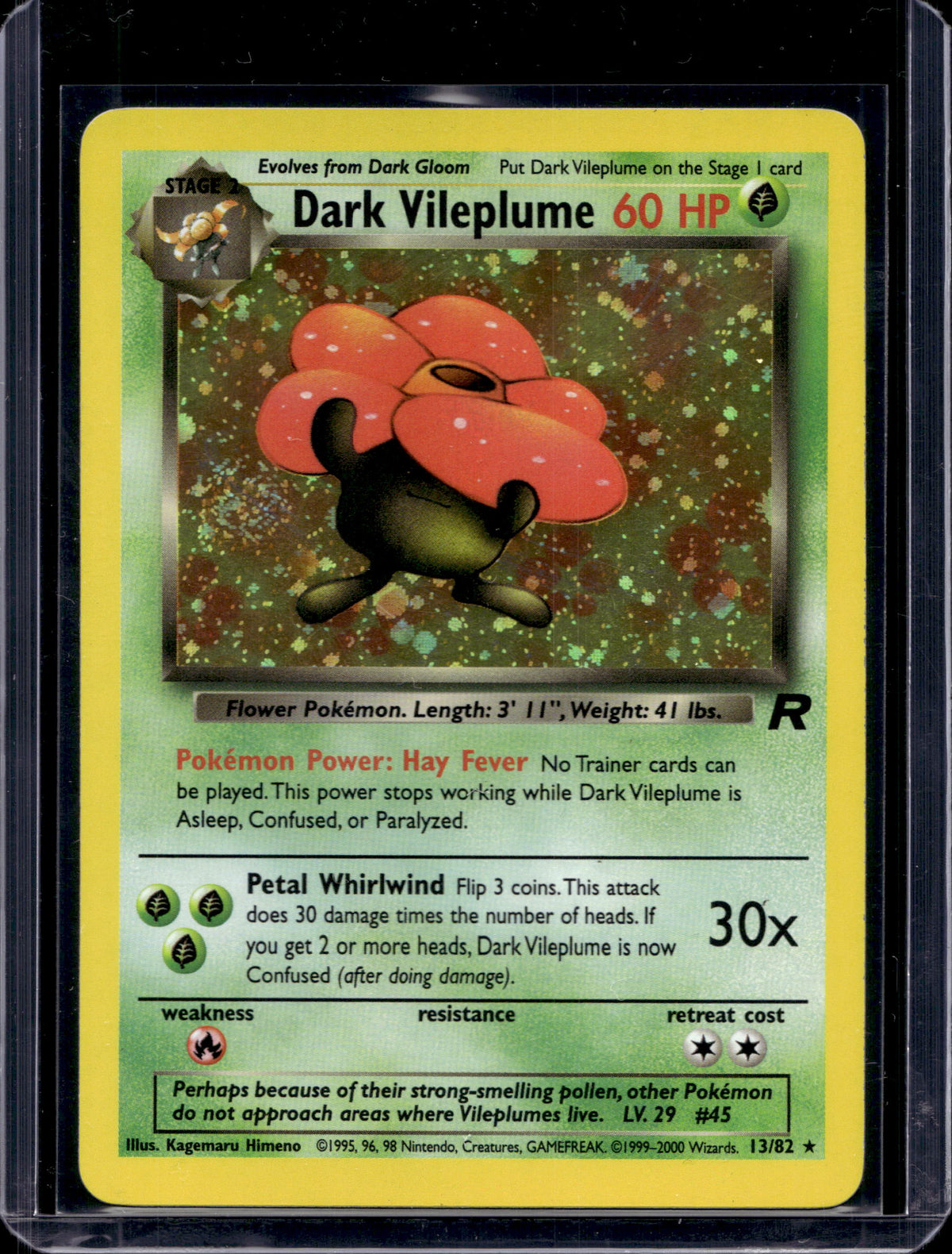 Dark Vileplume (Team Rocket's - Unlimited Holo) 13/82 Raw