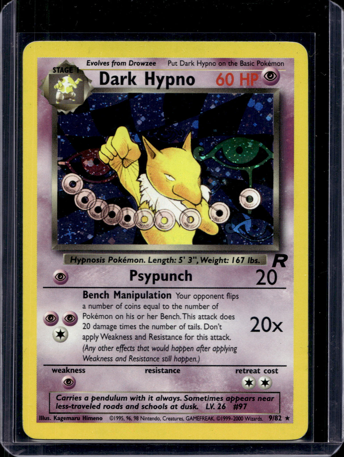 Dark Hypno (Team Rocket's - Unlimited Holo) 9/82 Raw