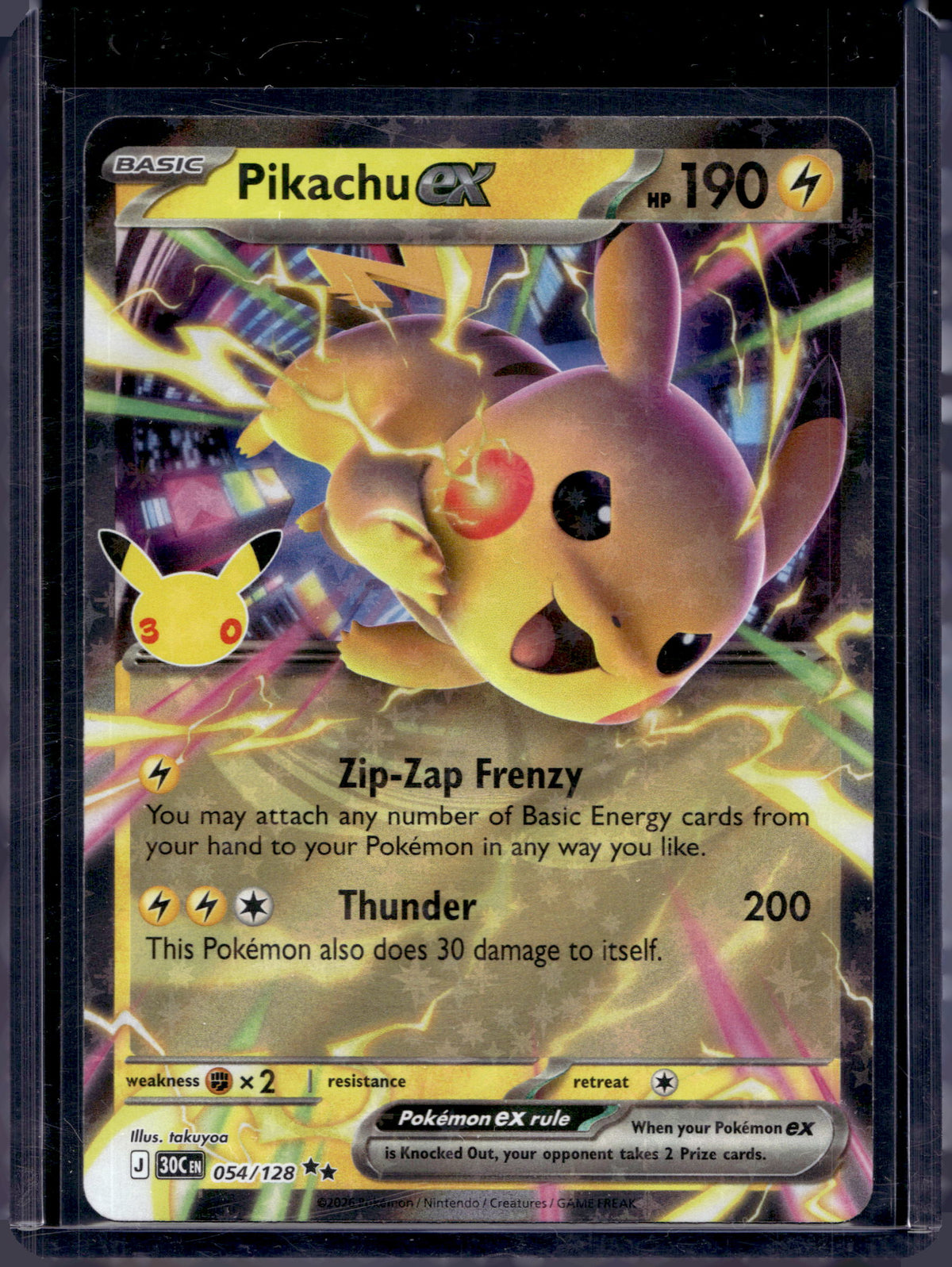 Pikachu ex (30th Anniversary) 054/128 Raw