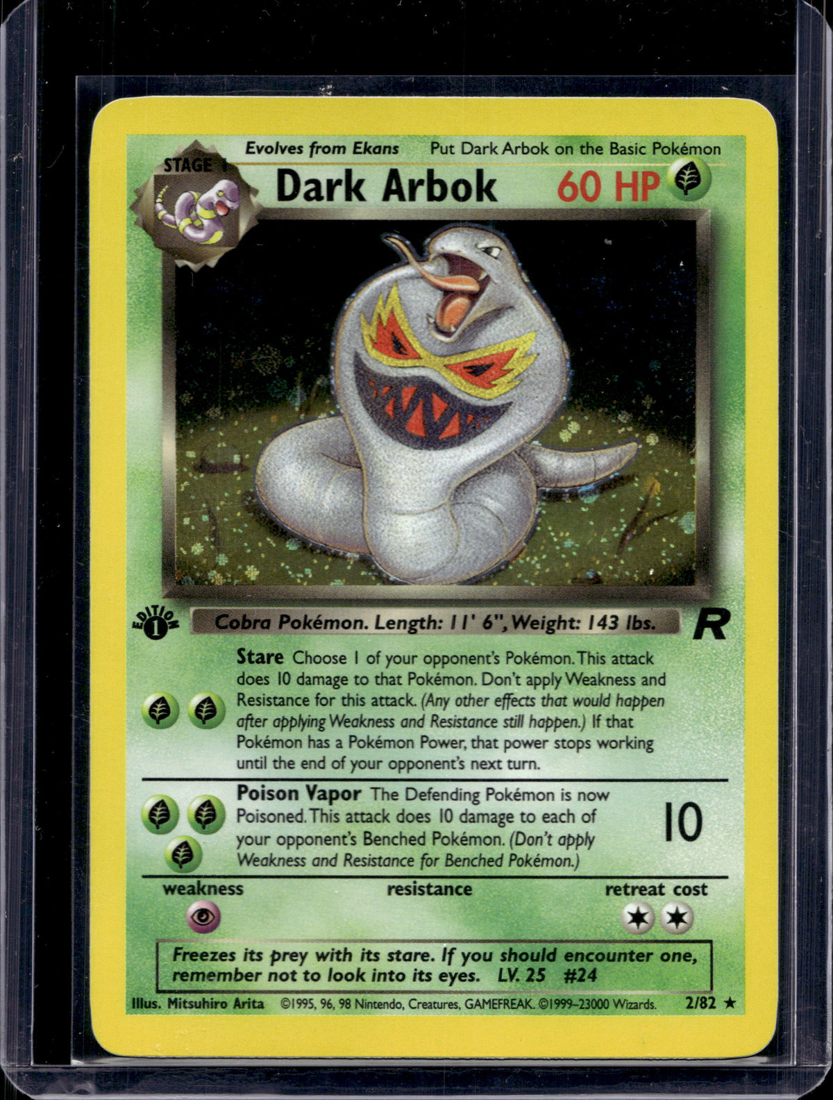 Dark Arbok (Team Rocket's - 1 St Edition Holo) 2/82 Raw