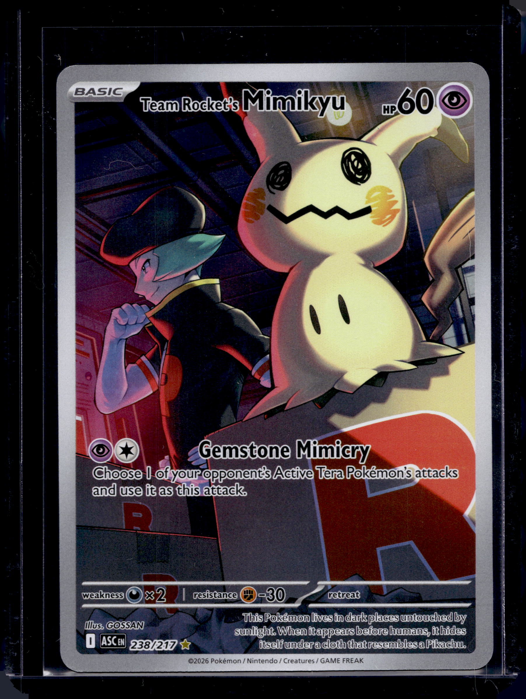 Team Rocket's Mimikyu 238//217 Raw RookieLegends