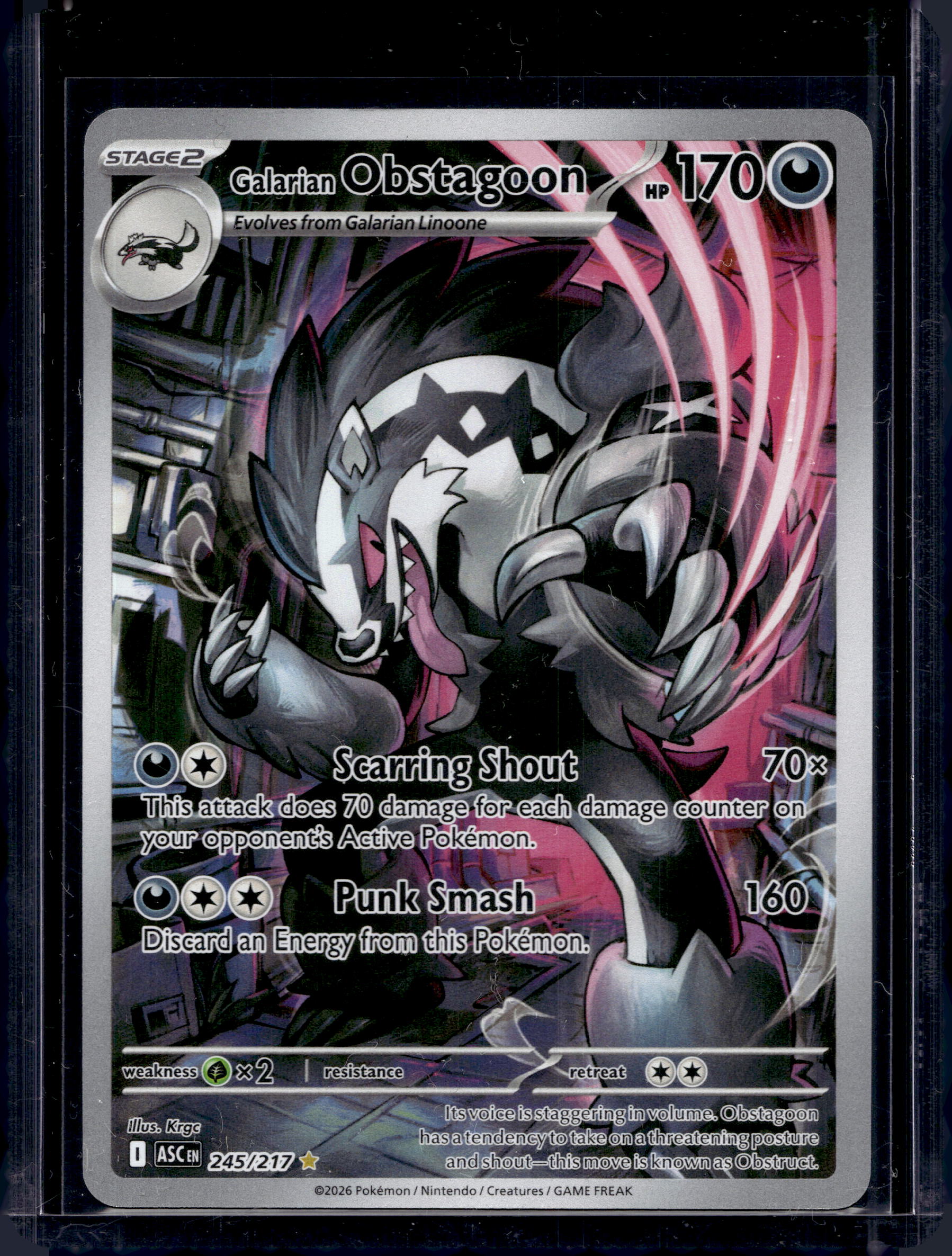 Galarian Obstagoon 245/217 Raw RookieLegends