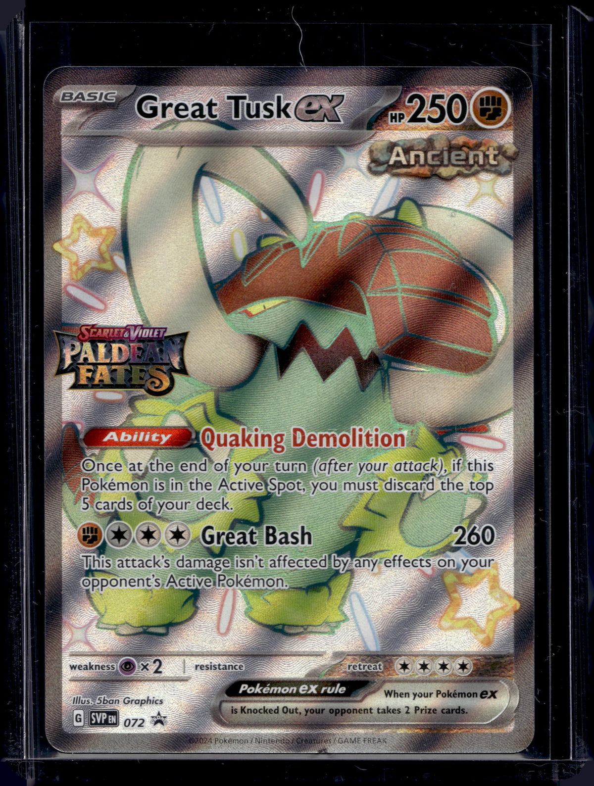 Great Tusk ex (Paldean Fates Stamped) 072 Raw RookieLegends