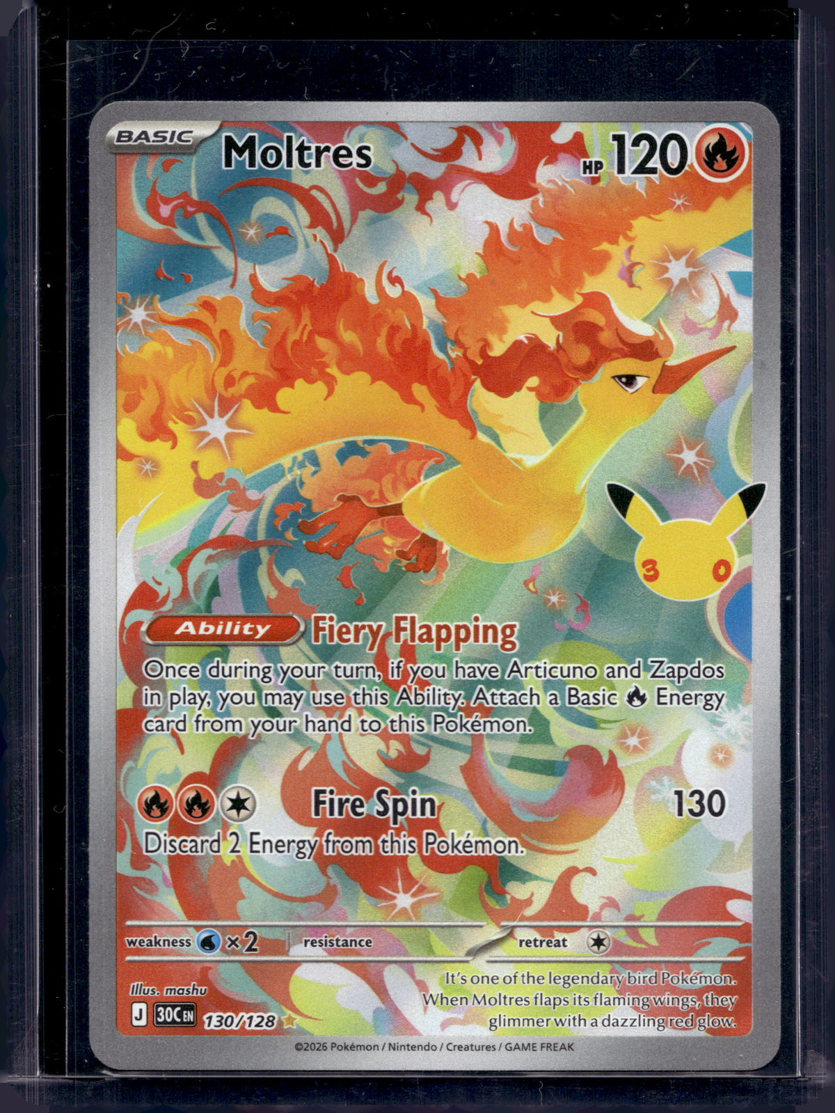 Moltres (30th Anniversary) 130/128 Raw