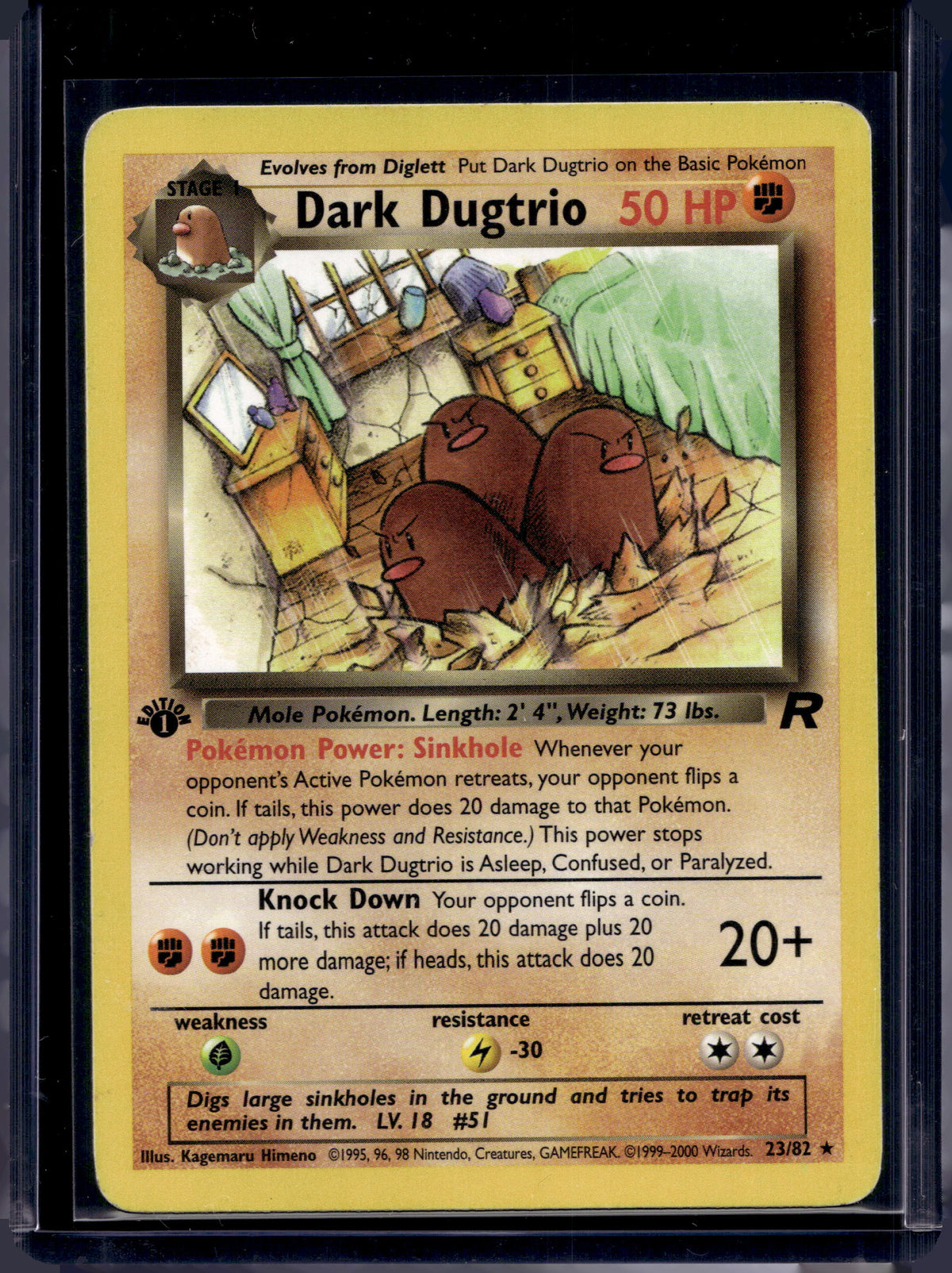 Dark Dugtrio (Team Rocket's - 1 St Edition - Unlimited) 23/82 Raw