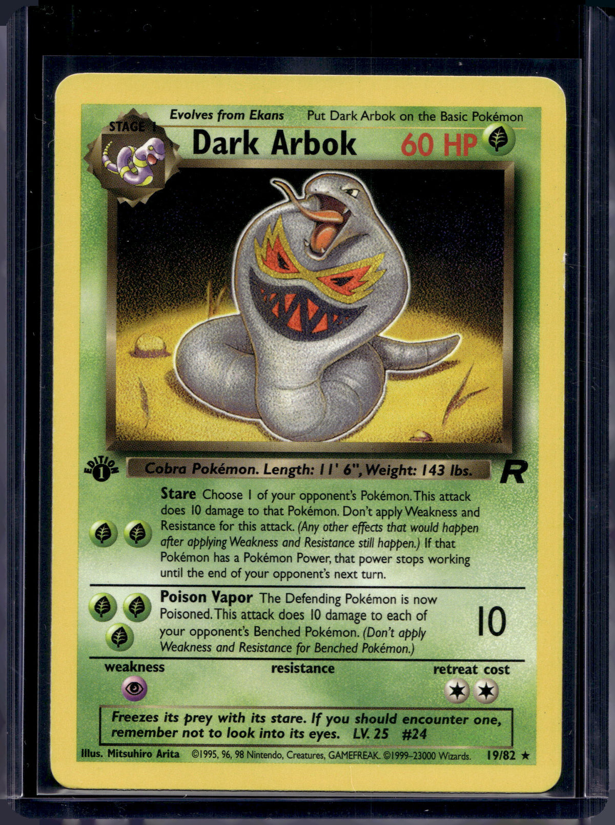 Dark Arbok (Team Rocket's - 1 St Edition - Unlimited) 19/82 Raw