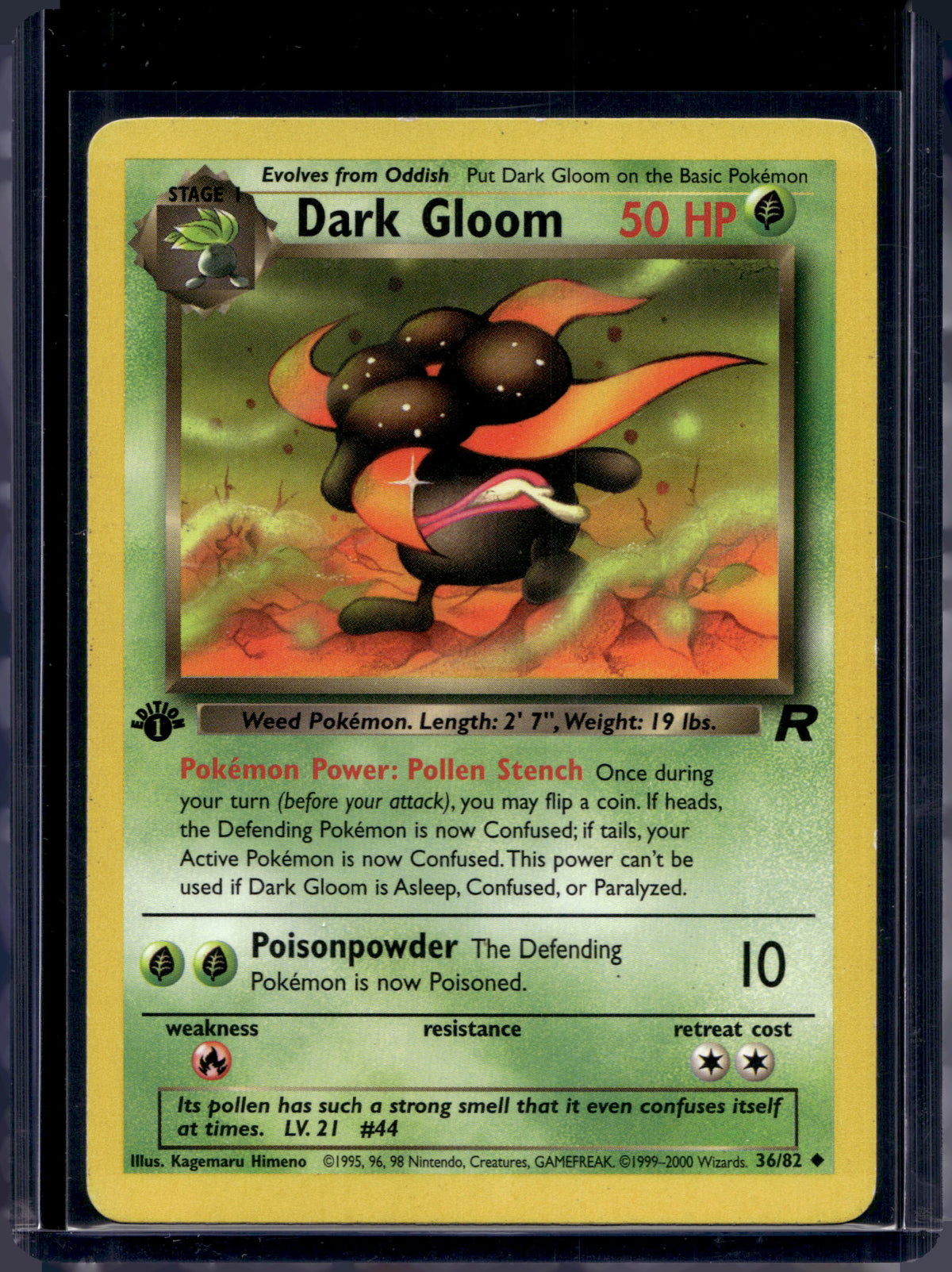 Dark Gloom (Team Rocket's - 1 St Edition - Unlimited) 36/82 Raw