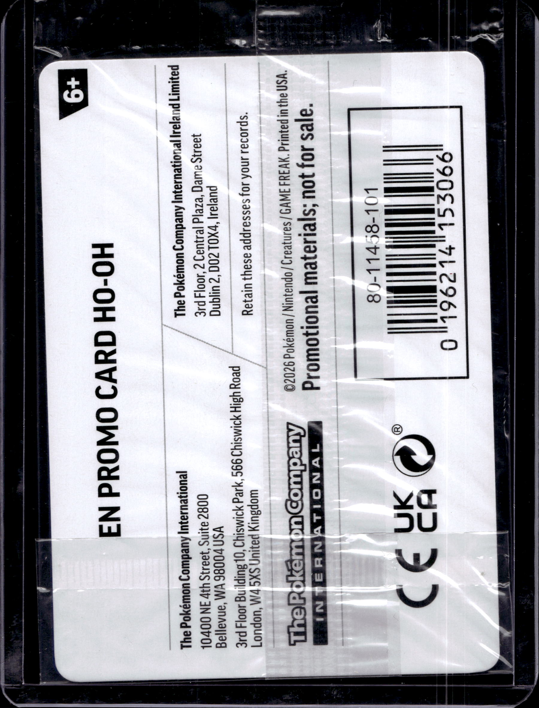Ho-Oh (EB Games Exclusive) 010/086 Sealed Promo RookieLegends