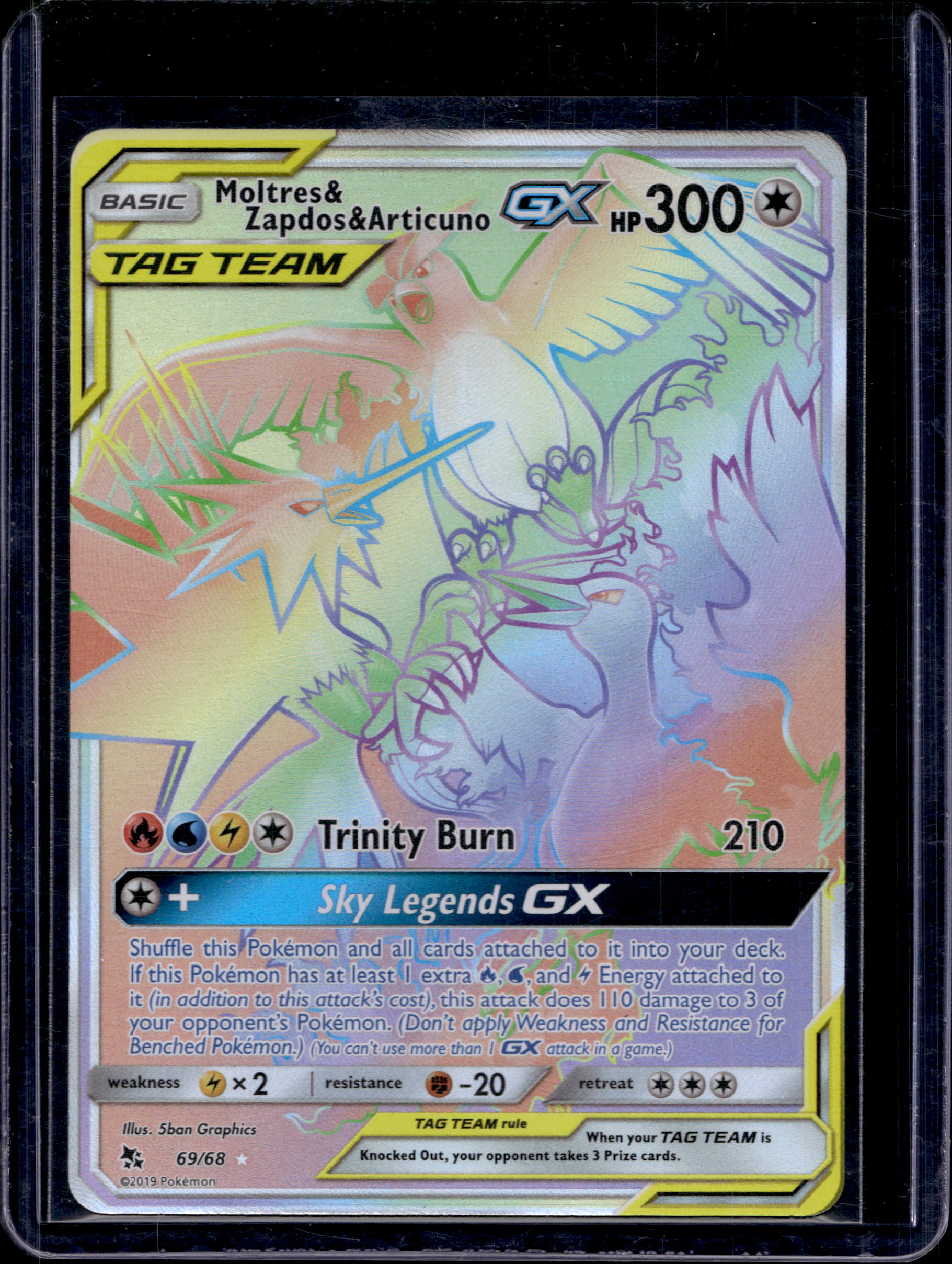 Moltres & Zapdos & Articuno GX (Secret) 69/68 Raw RookieLegends