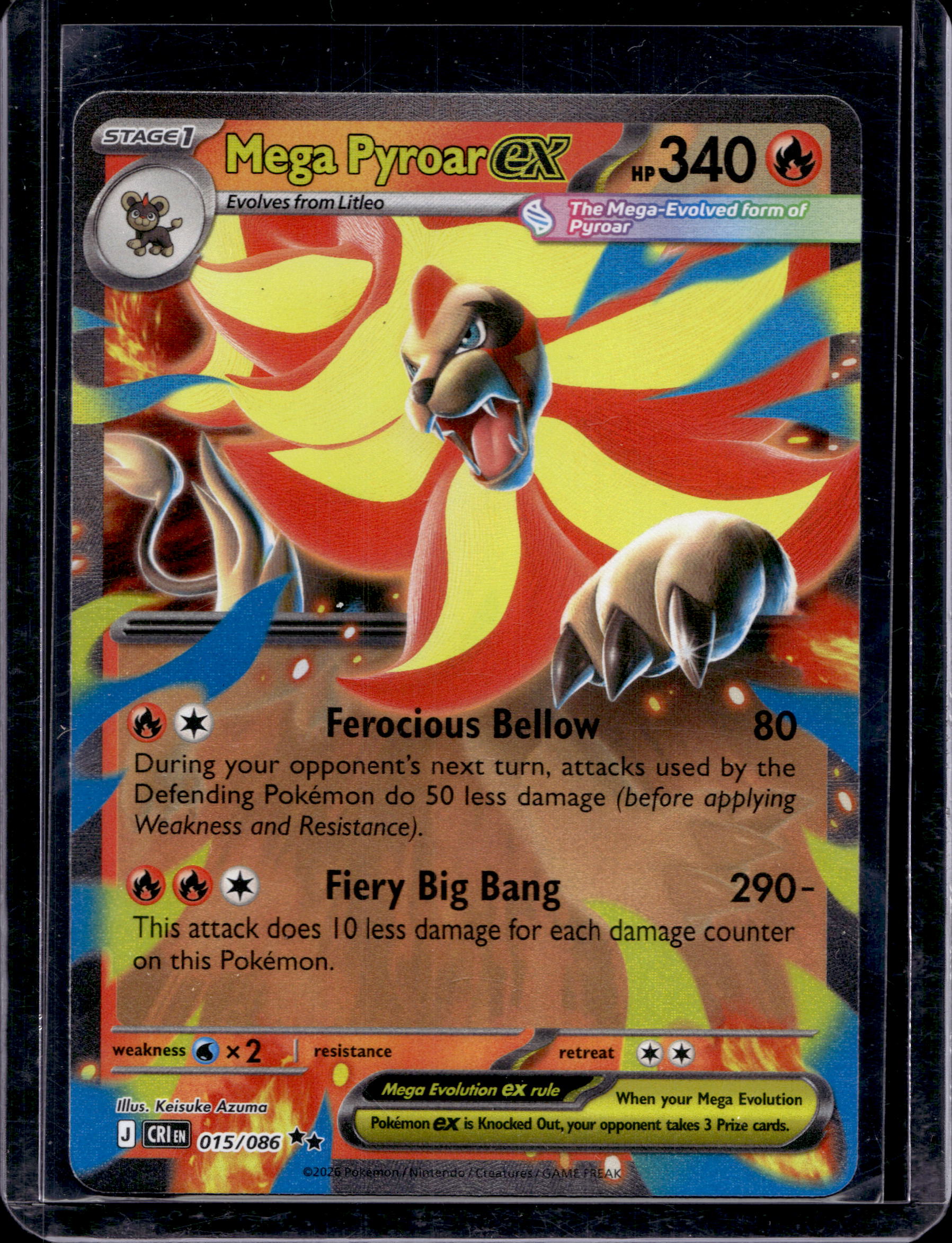 Mega Pyroar Ex 015/086 Raw RookieLegends