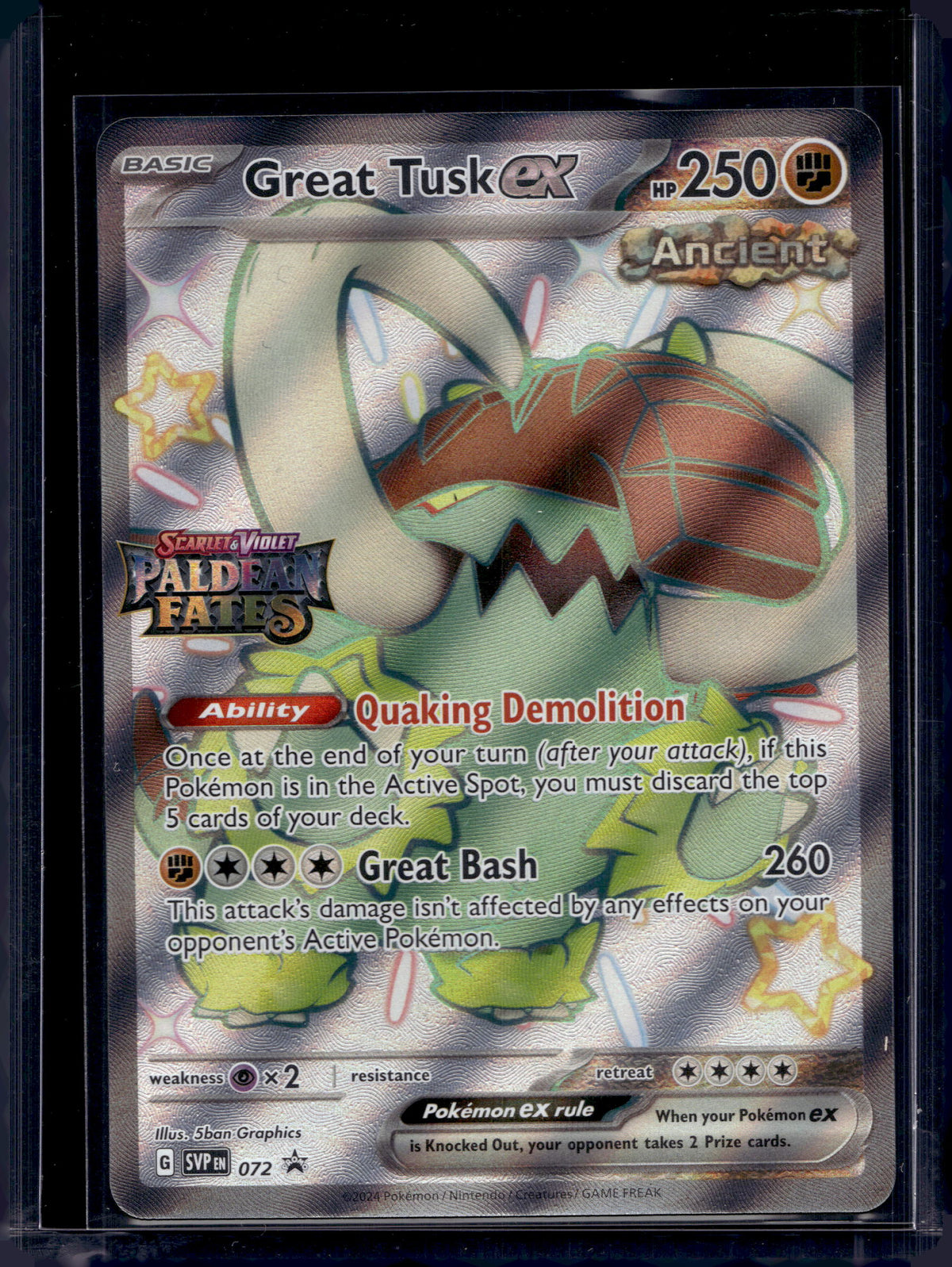 Great Tusk ex (Paldean Fates Stamped) 072 Raw RookieLegends