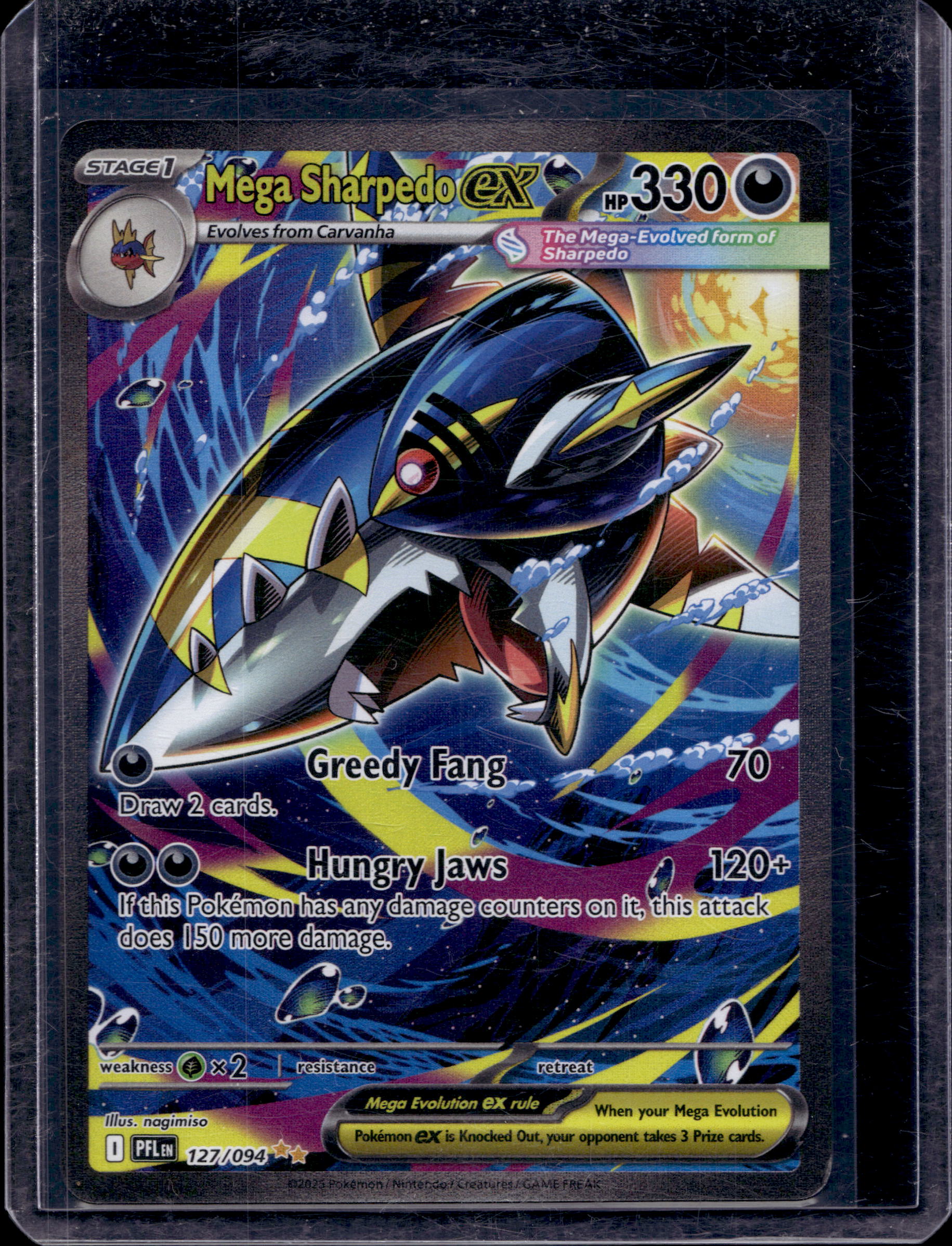 Mega Sharpedo Ex 127/094 Raw RookieLegends