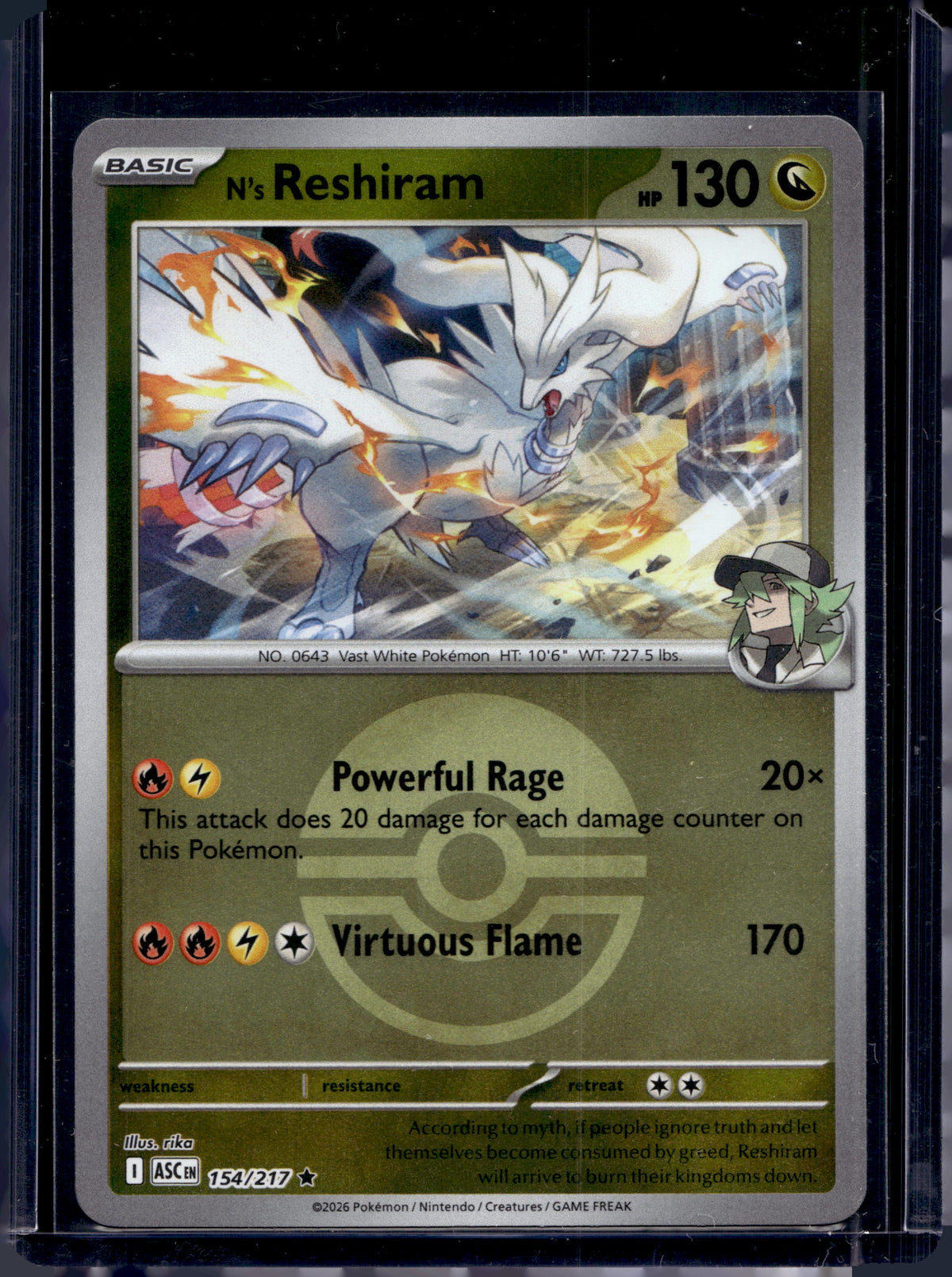 N's Reshiram (Poke Ball) 154/217 Raw RookieLegends