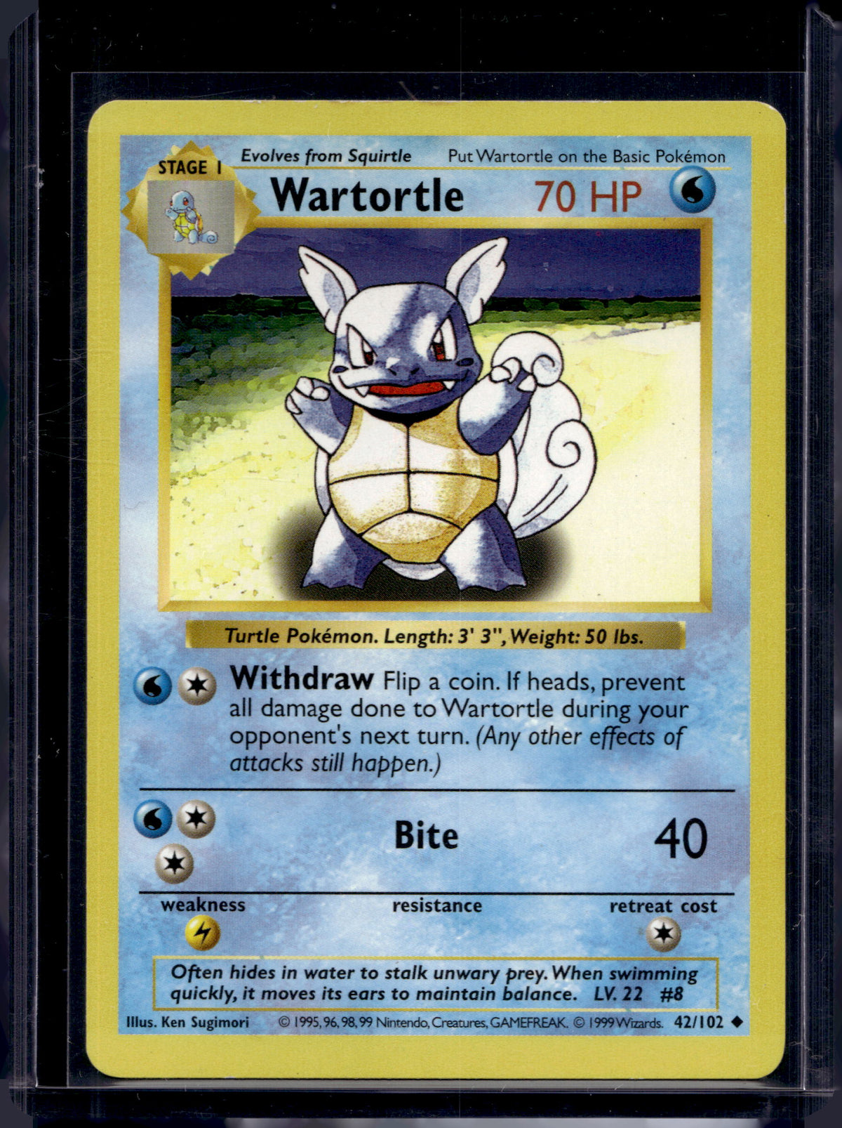 Wartortle (Base Set - Shadowless - Common) 42/102 Raw
