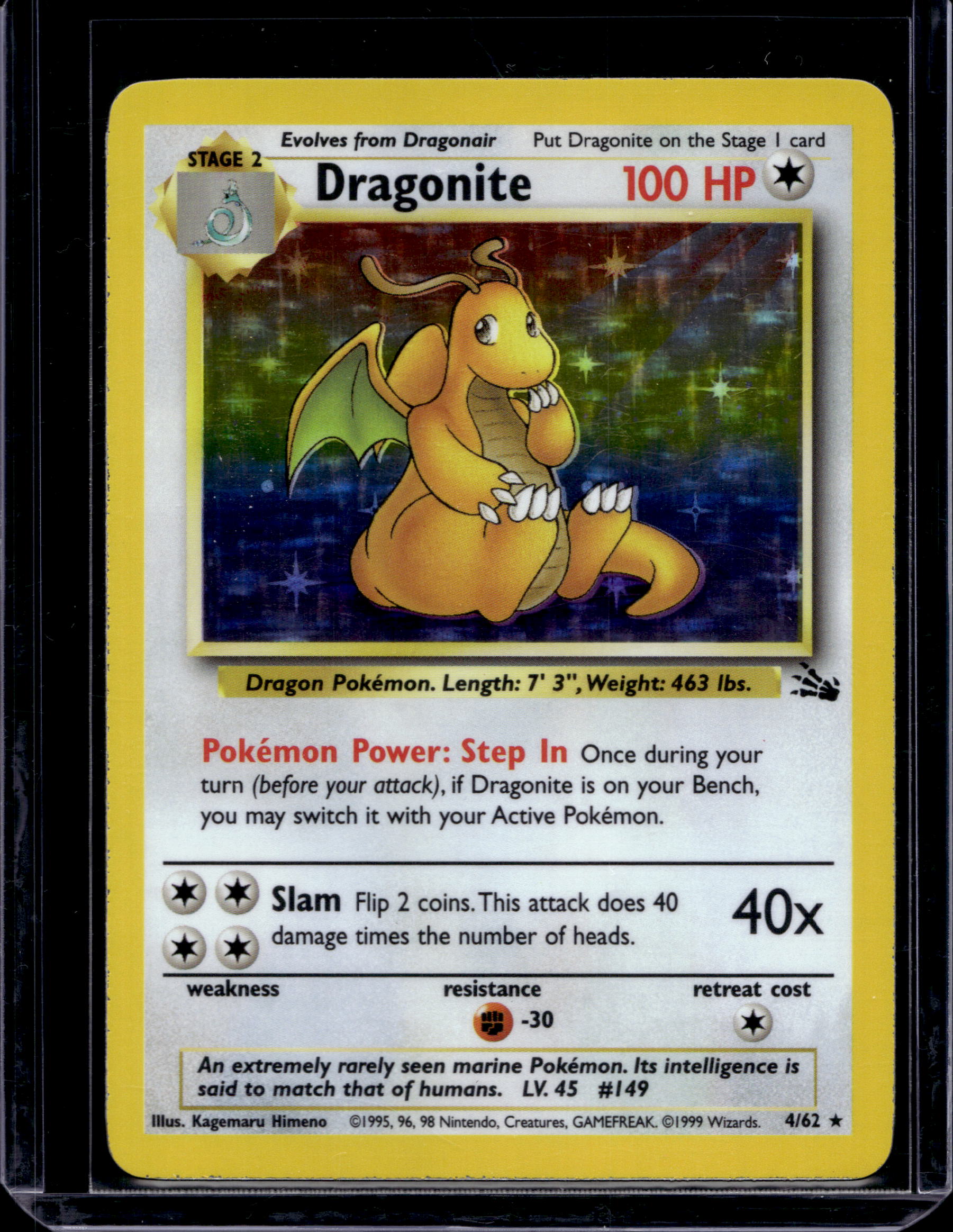 Dragonite - Fossil - 4/62 Raw RookieLegends