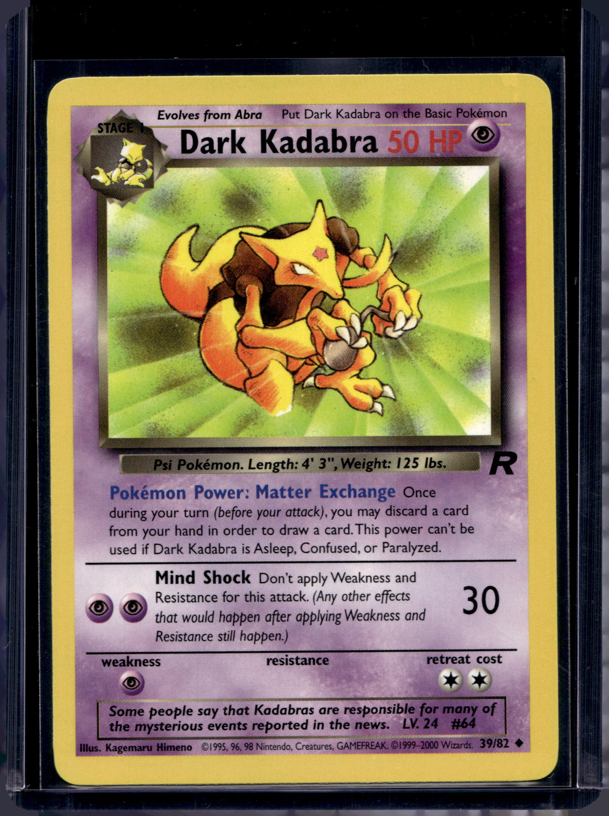Dark Kadabra (Team Rocket's - Unlimited) 39/82 Raw