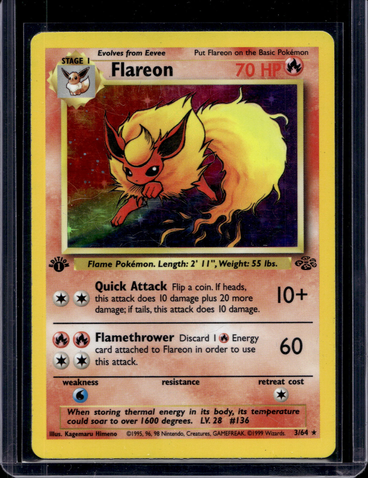 Flareon (Jungle - 1st Edition Holofoil) 3/64 Raw