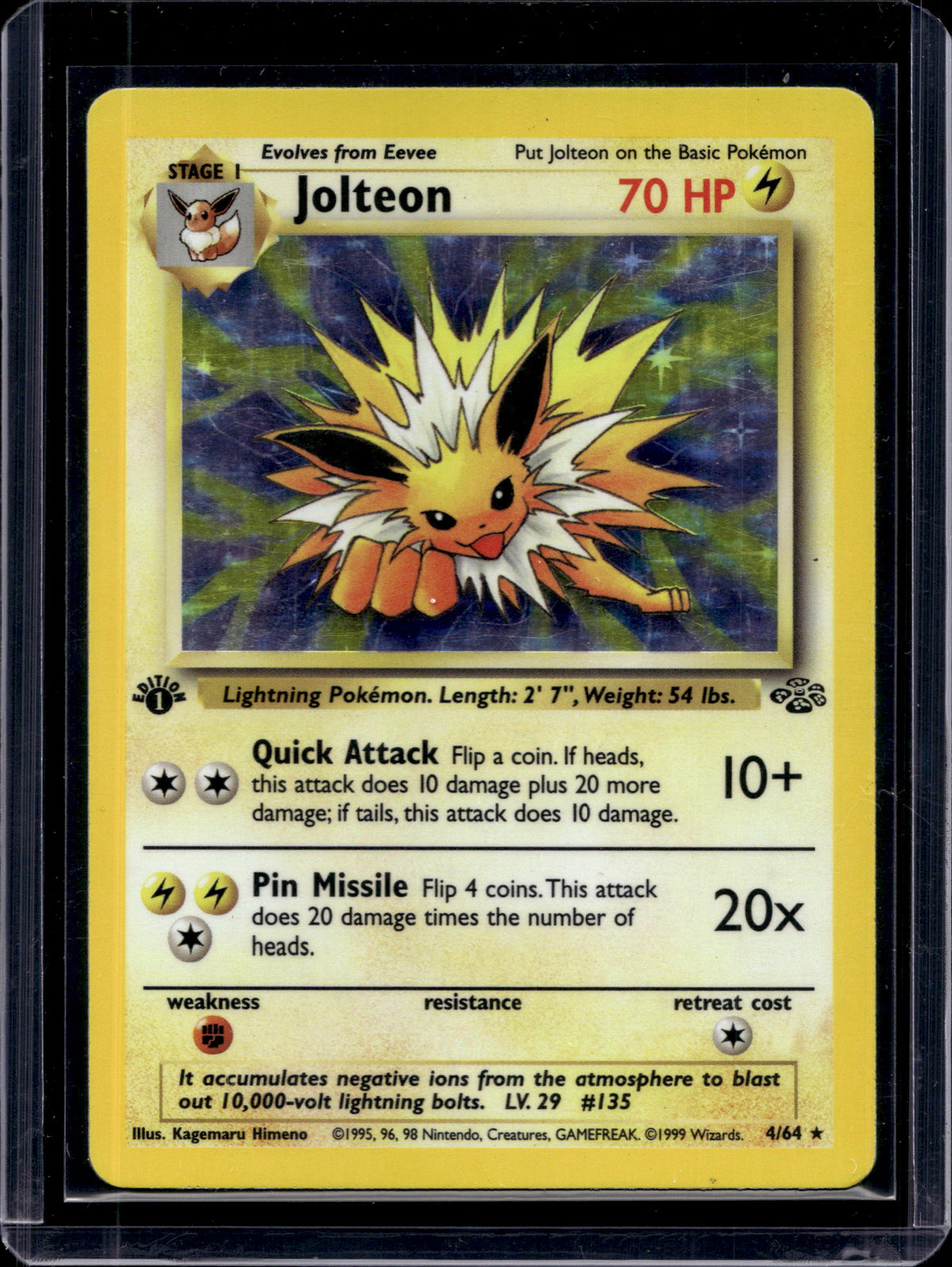 Jolteon (Jungle - 1st Edition Holofoil) 4/64 Raw