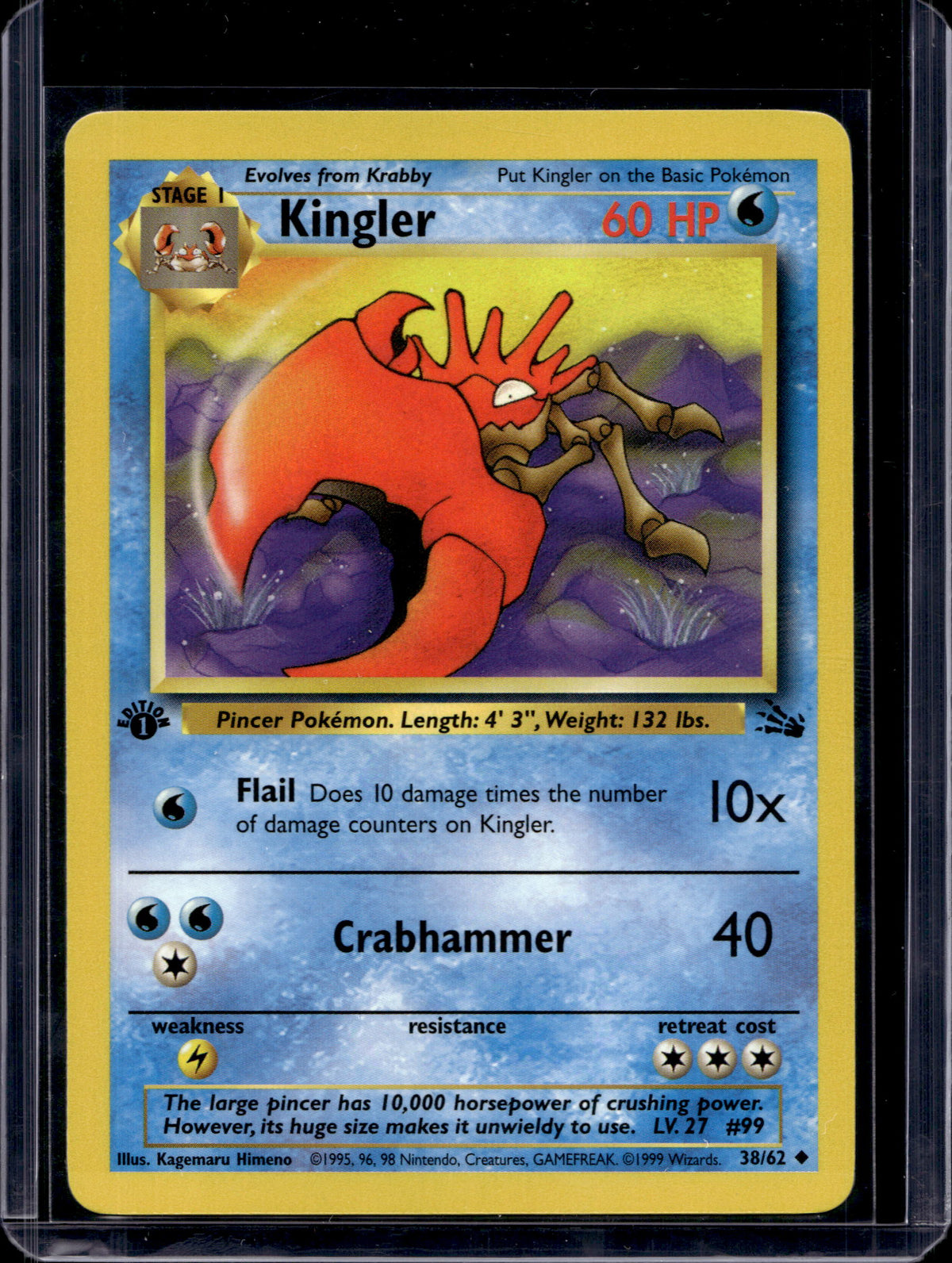Kingler (Fossil - 1St Edition) 38/62 Raw