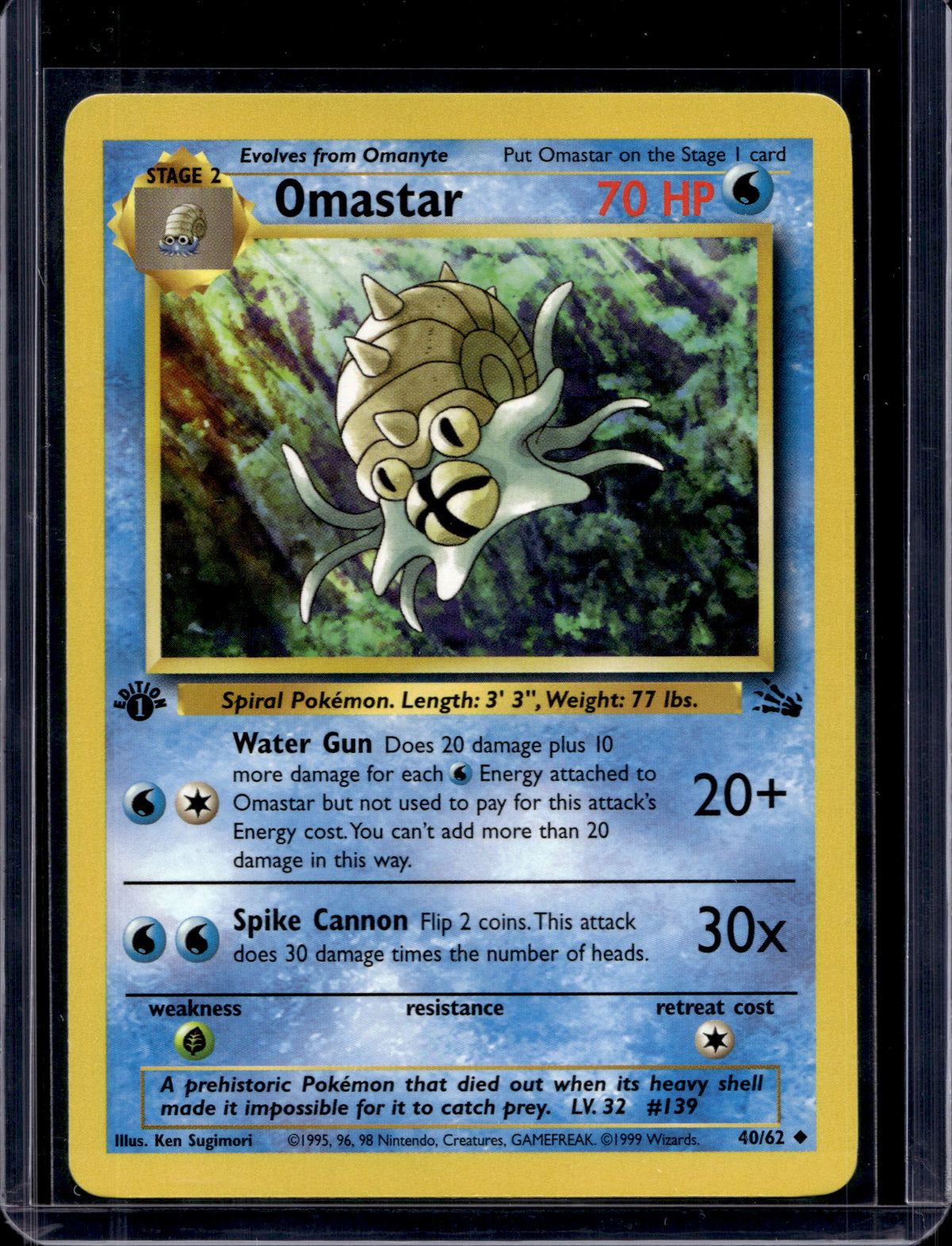 Omastar (Fossil - 1St Edition) 40/62 Raw