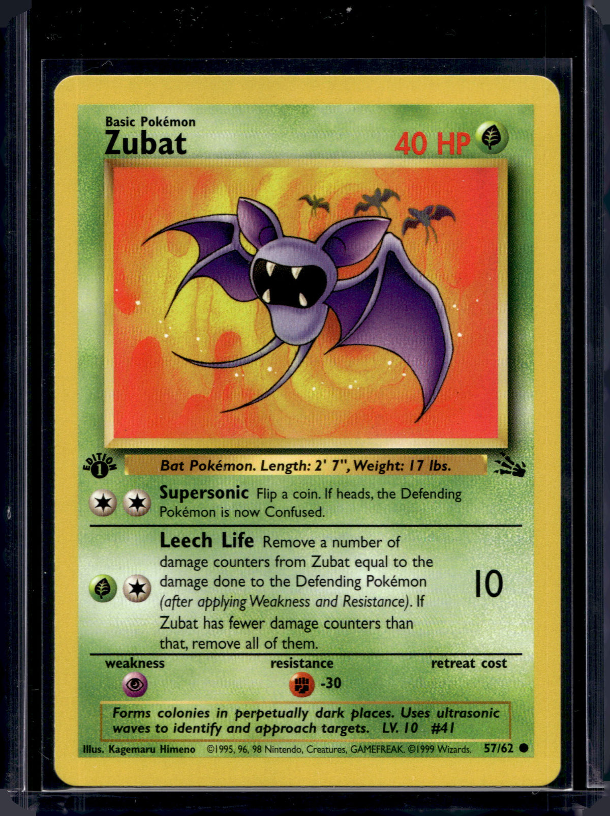 Zubat (Fossil - 1St Edition) 57/62 Raw