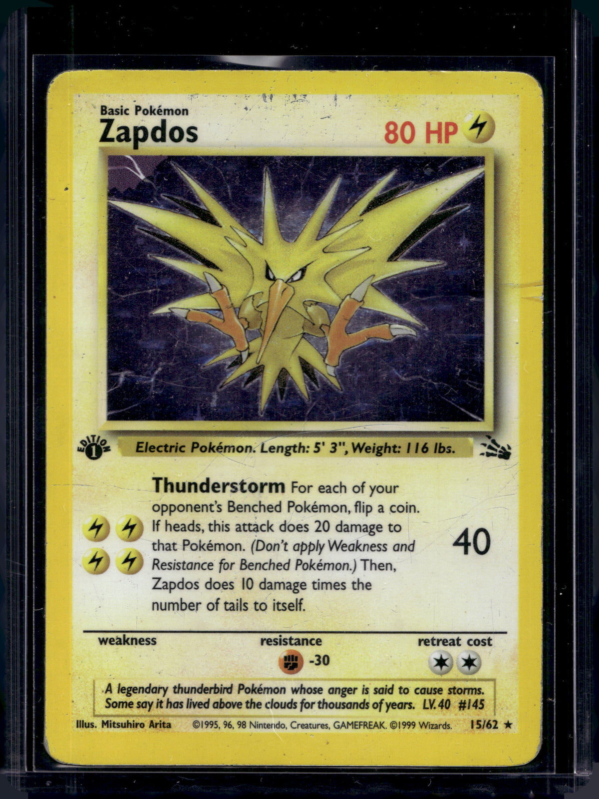 Zapdos (Fossil - 1st Edition Holofoil) 15/62 Raw