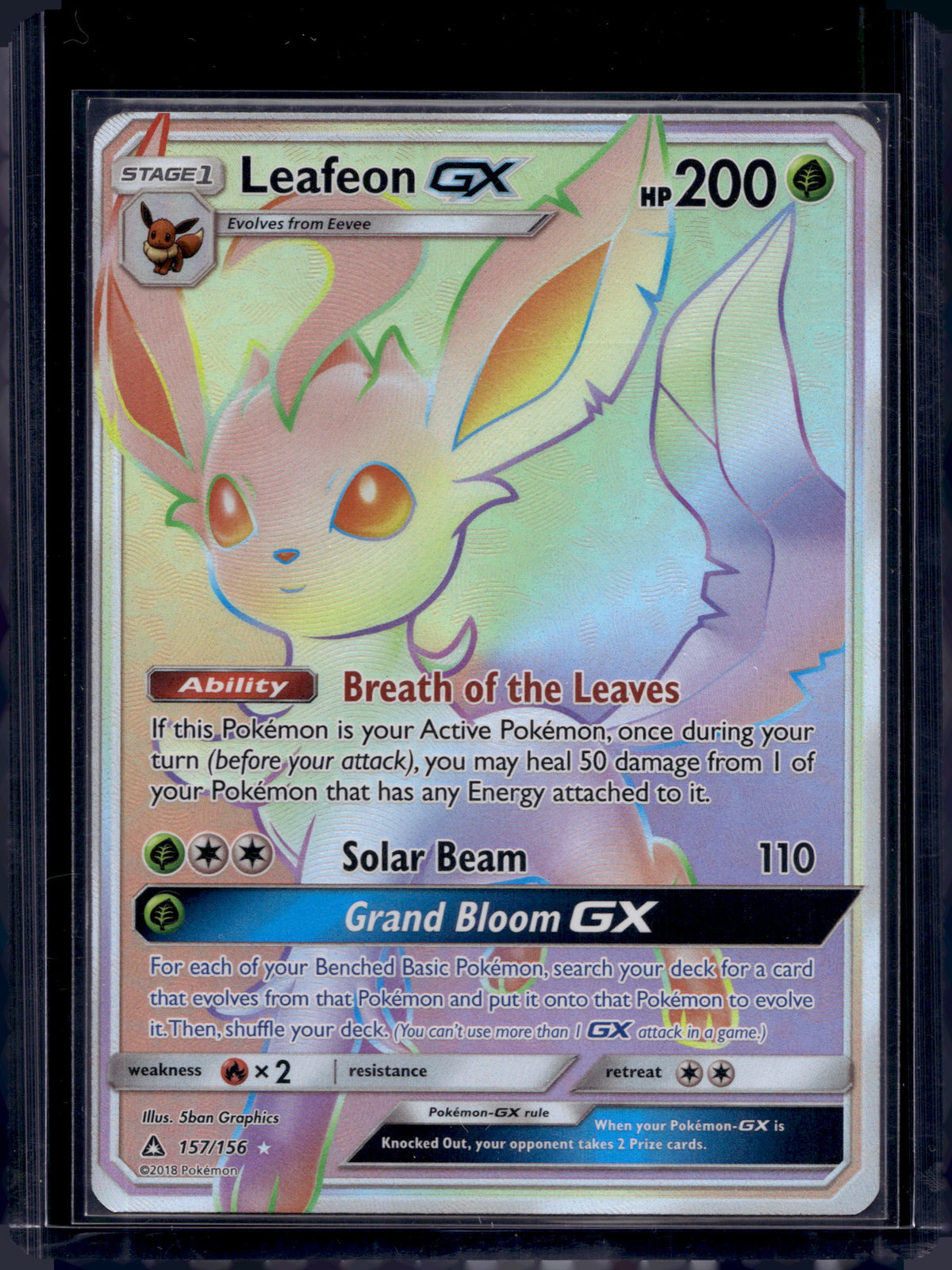 Leafeon GX (Secret Rare) 157/156 Raw