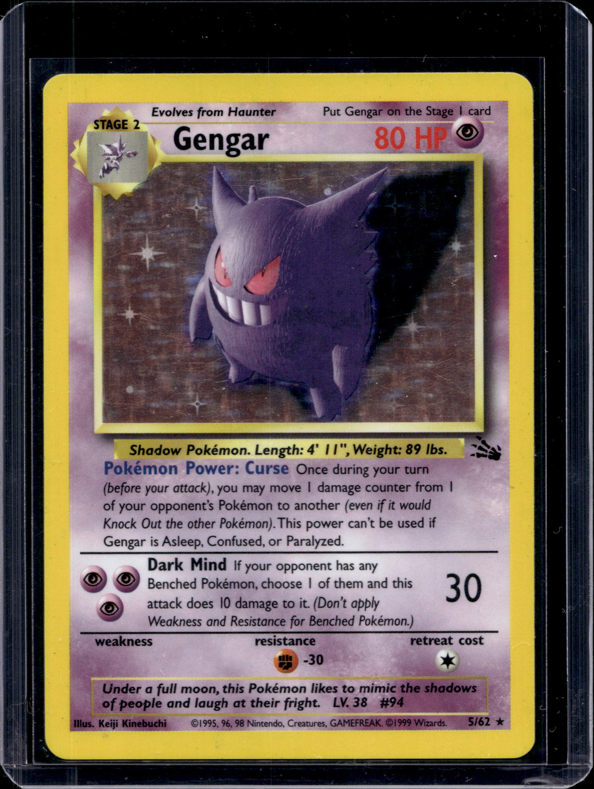 Gengar (Fossil - Holofoil) 5/62 Raw