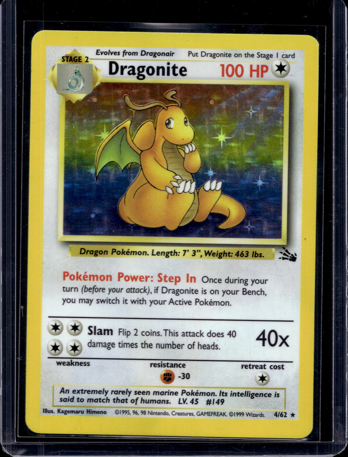 Dragonite (Fossil - Holofoil) 4/62 Raw