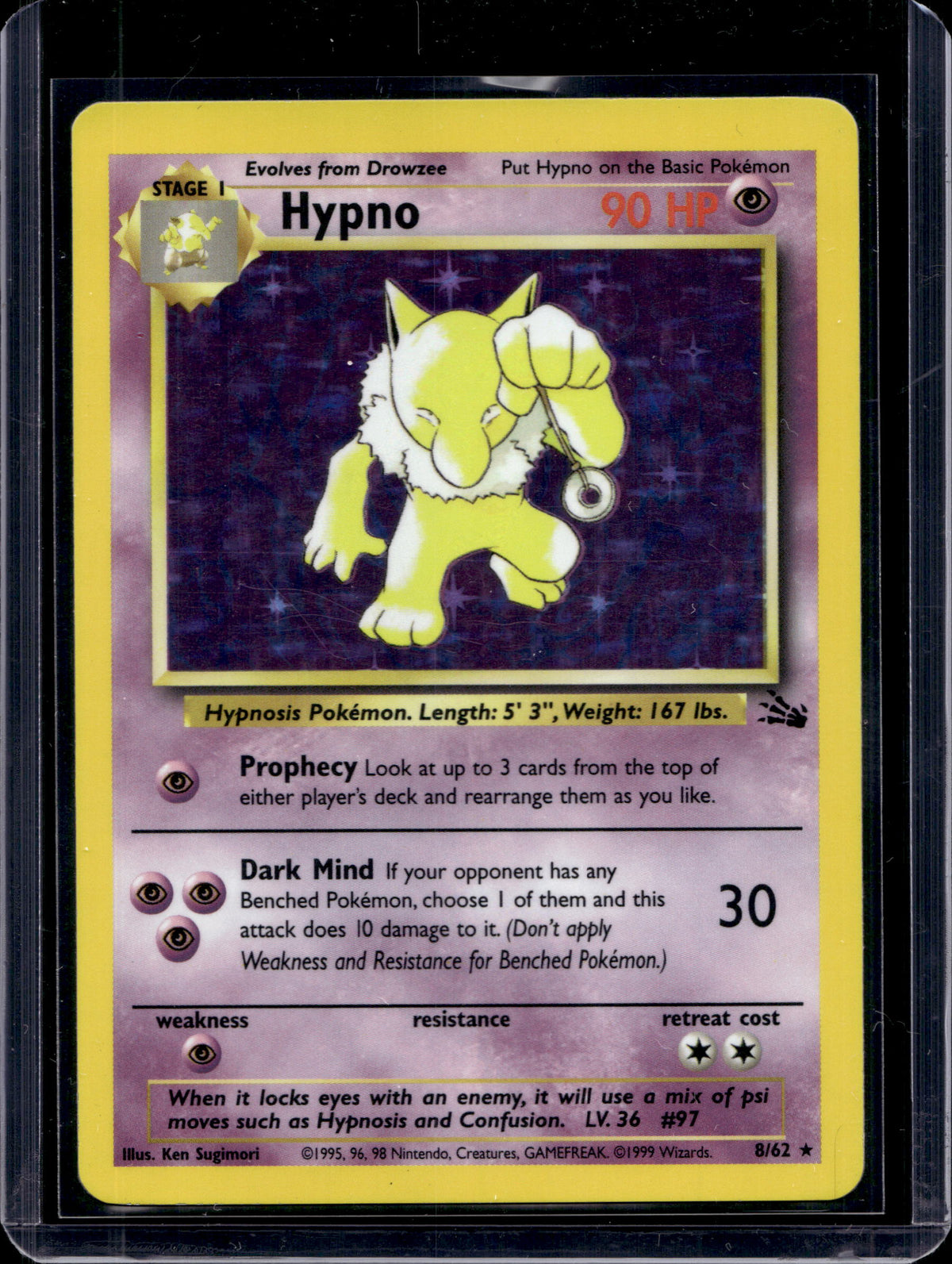 Hypno (Fossil - Holofoil) 8/62 Raw