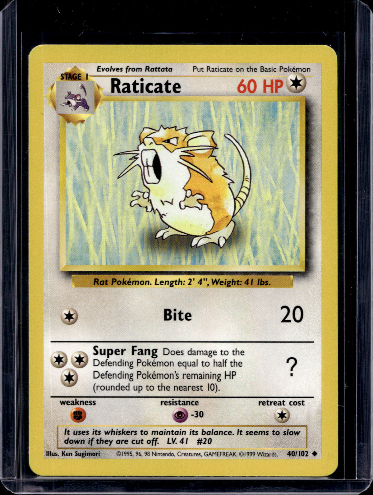 Raticate (Base Set - Unlimited) 40/102 Raw