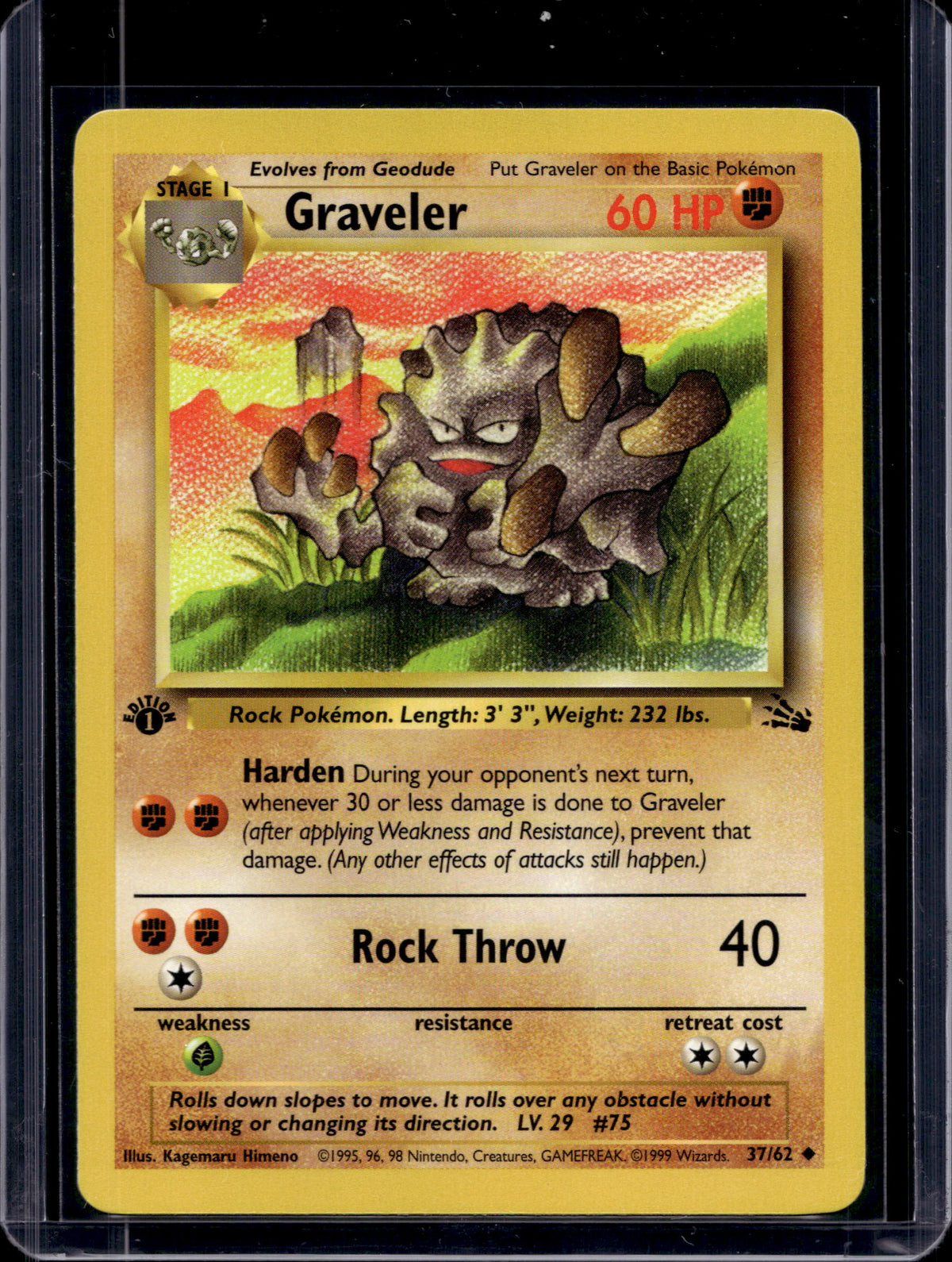 Graveler (Fossil - 1St Edition) 37/62 Raw