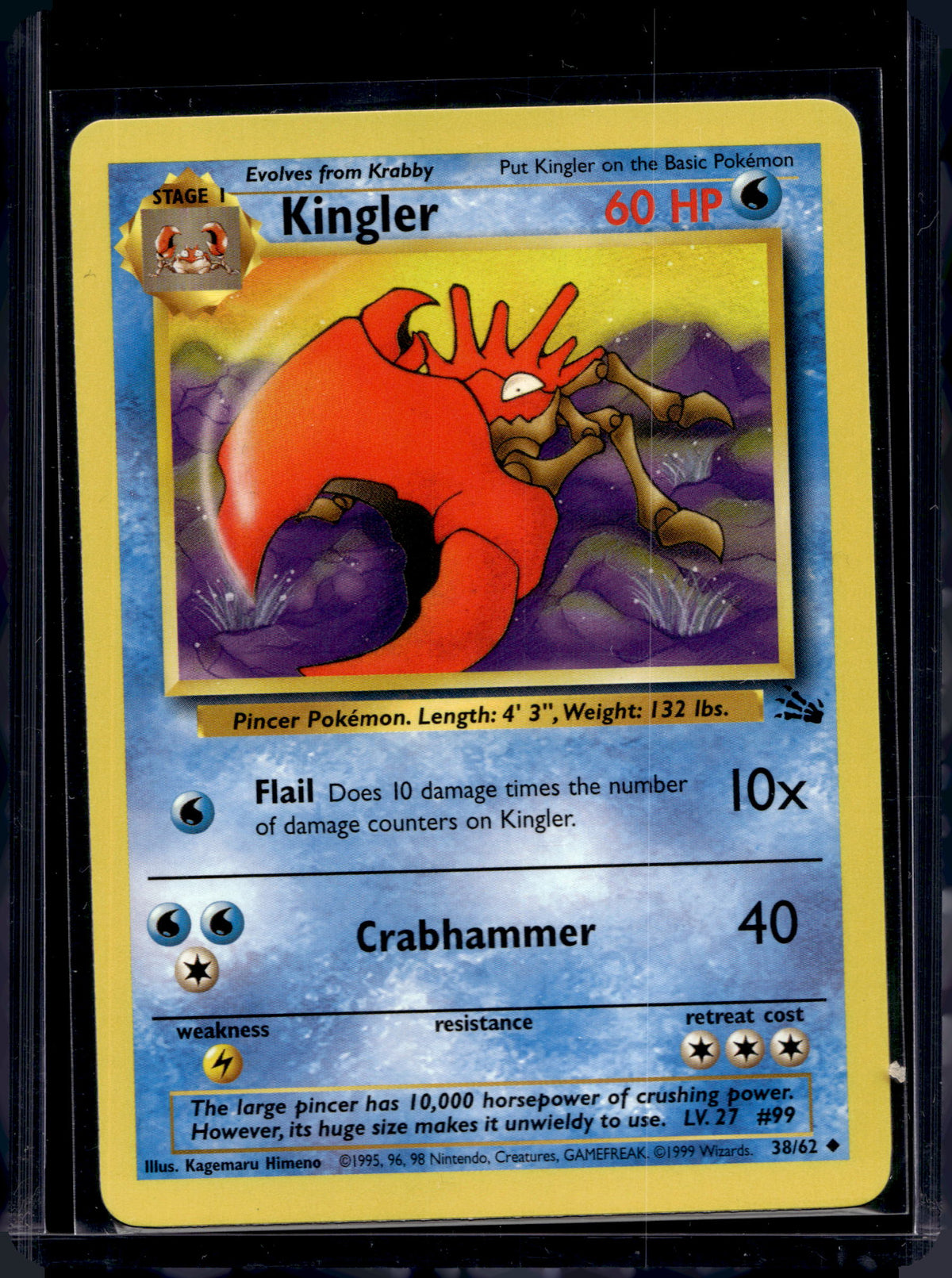 Kingler (Fossil - Unlimited) 38/62 Raw