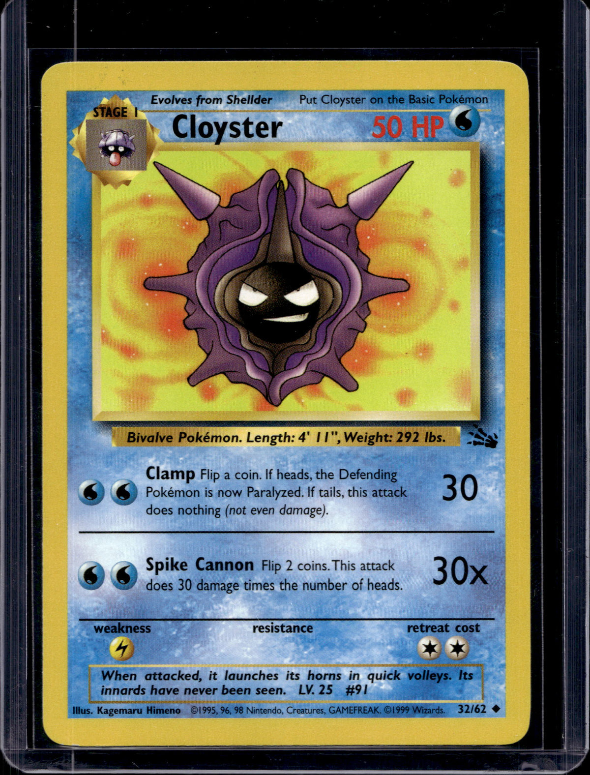 Cloyster (Fossil - Unlimited) 62/62 Raw