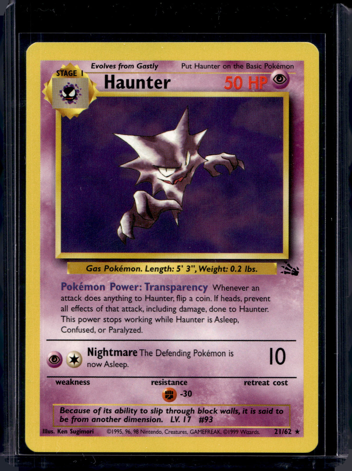 Haunter (Fossil - Unlimited) 21/62 Raw