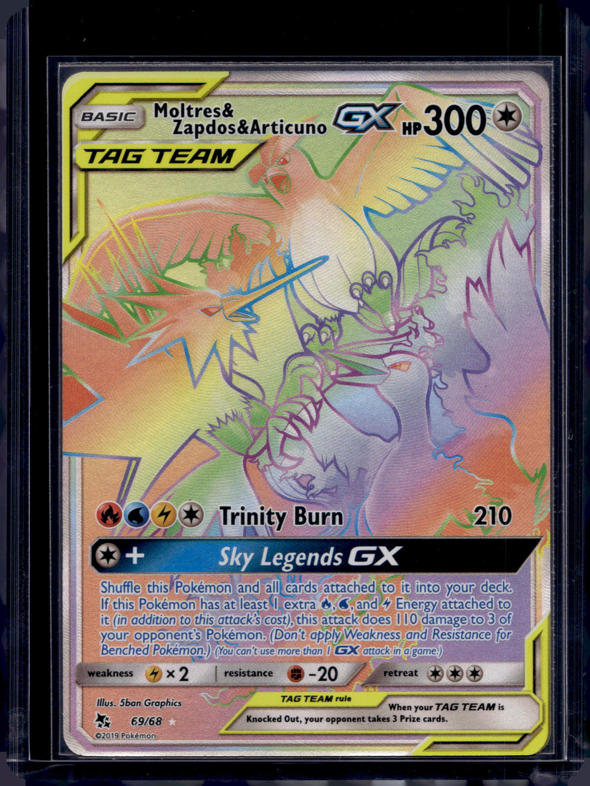 Moltres & Zapdos & Articuno GX (Secret) 69/68 Raw