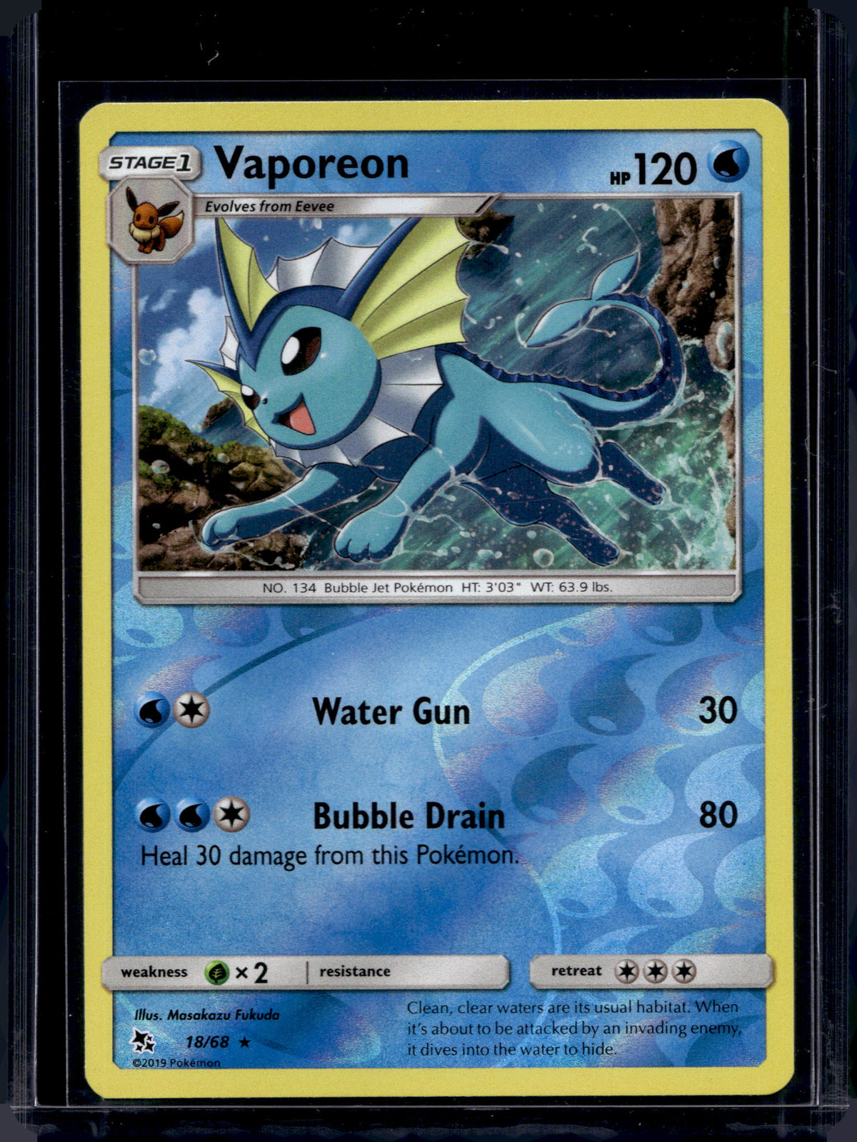 Vaporeon - Reverse Holofoil - 18/68 Raw