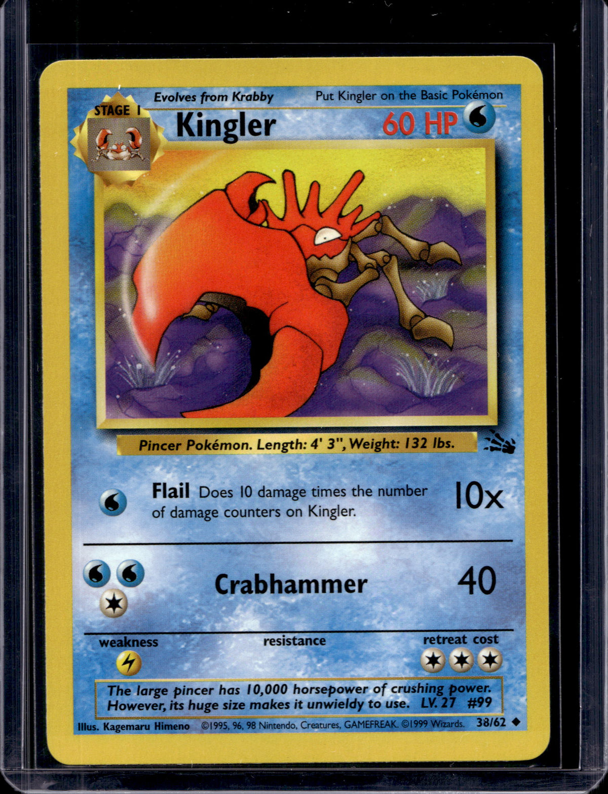 Kingler (Fossil - Unlimited) 38/62 Raw