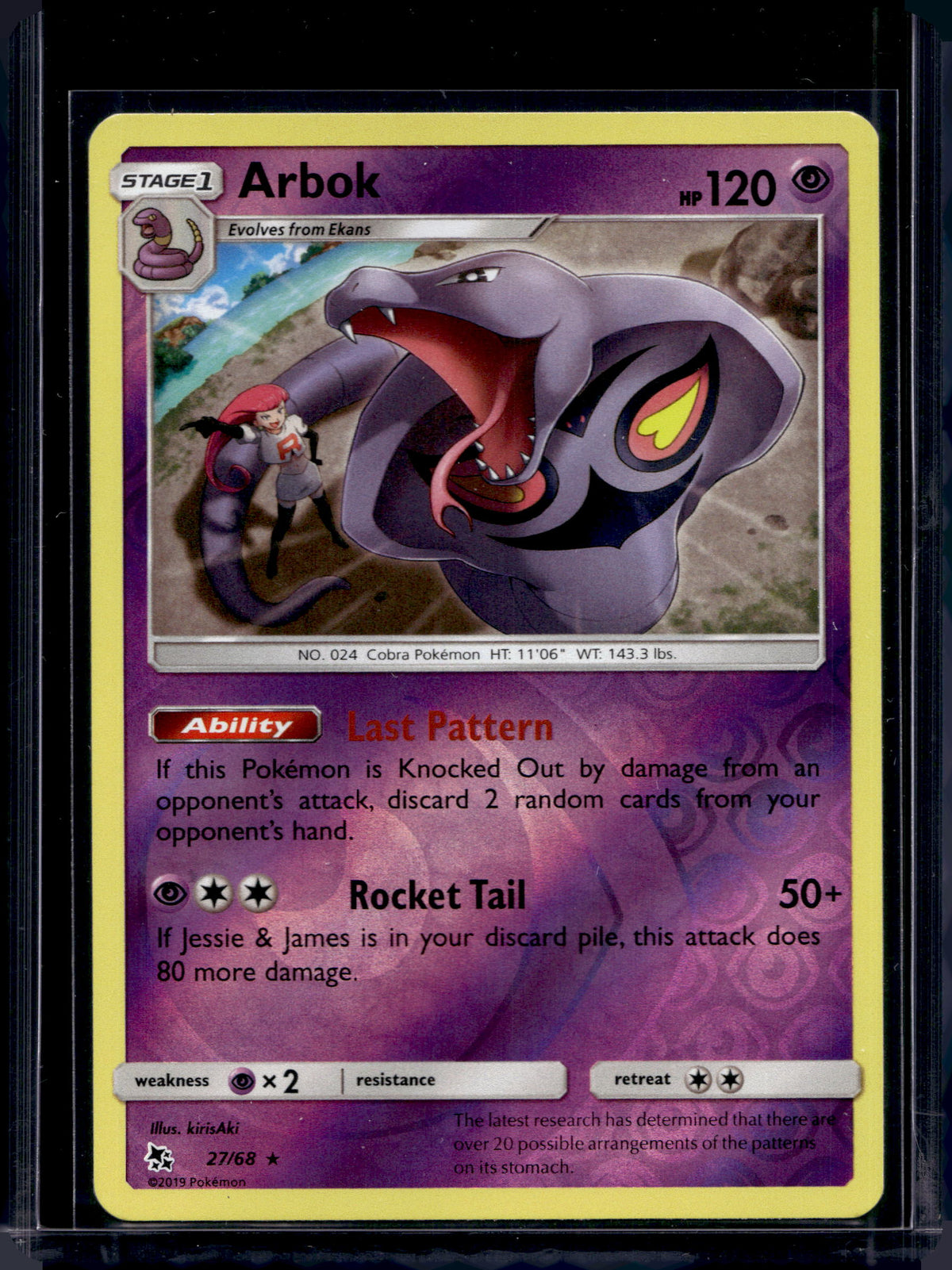 Arbok - Reverse Holofoil - 27/68 Raw