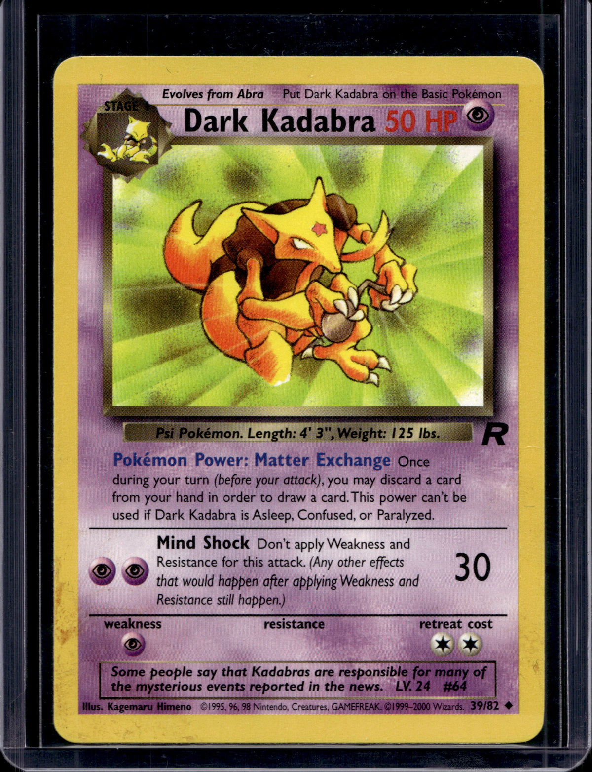 Dark Kadabra (Team Rocket) 39/82 Raw